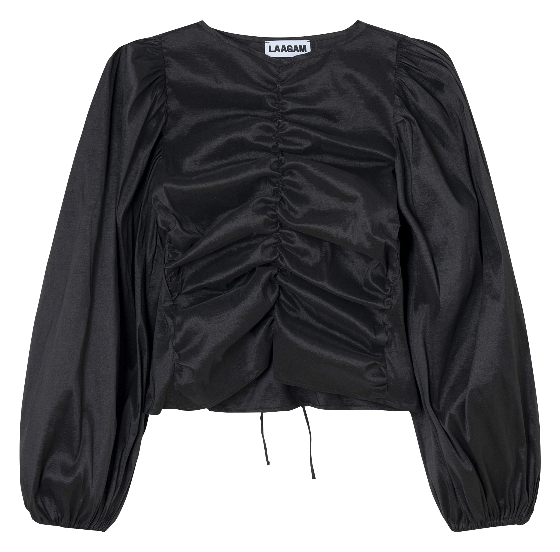 Gerafftes Rundhals-Top LAAGAM Schwarz