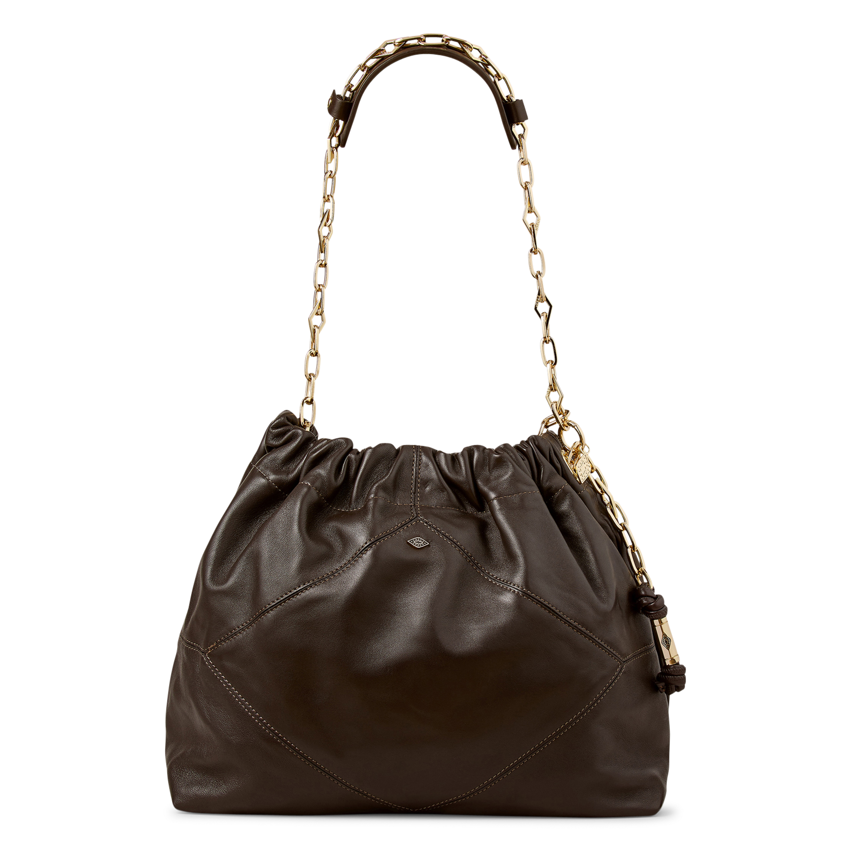 Sac Tote épaule à chaîne en cuir uni BA&SH Marron