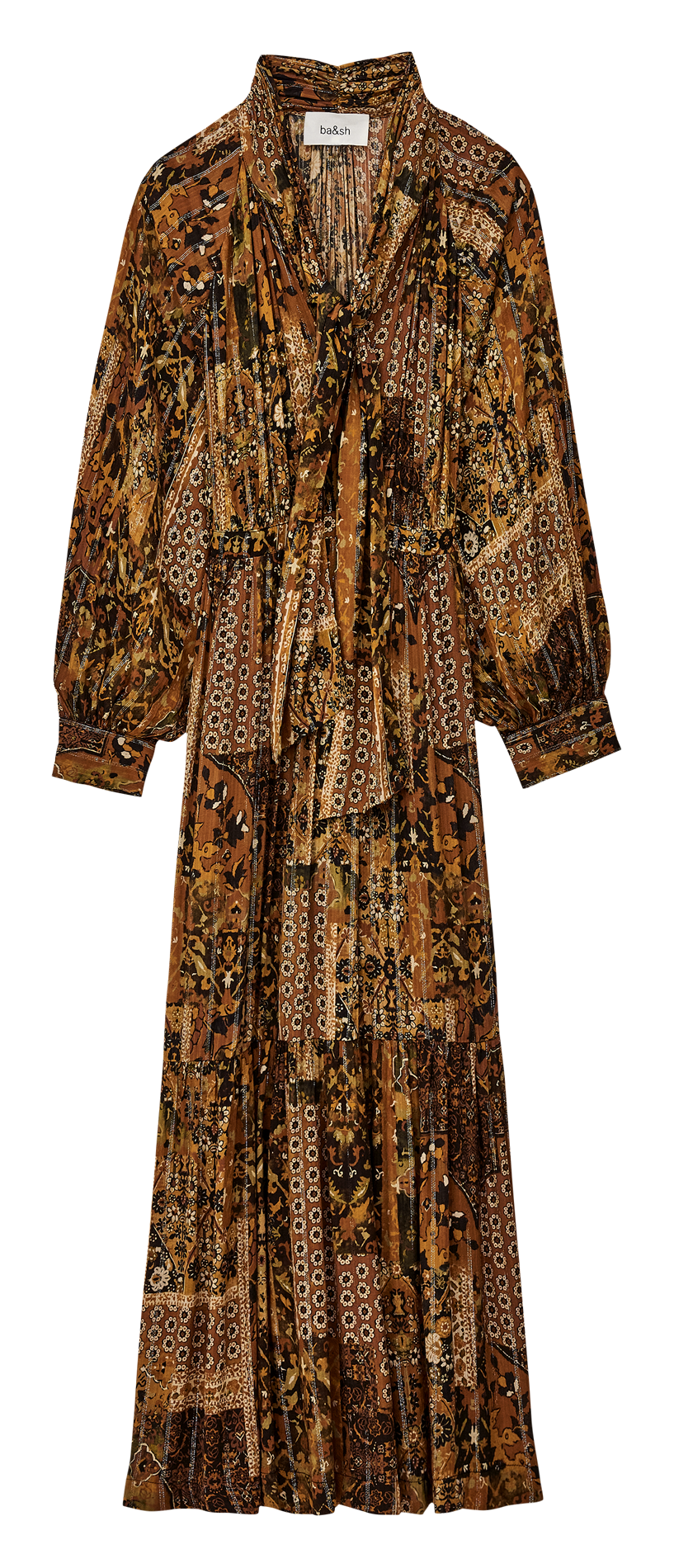 Robe longue col V imprimée BA&SH Orange