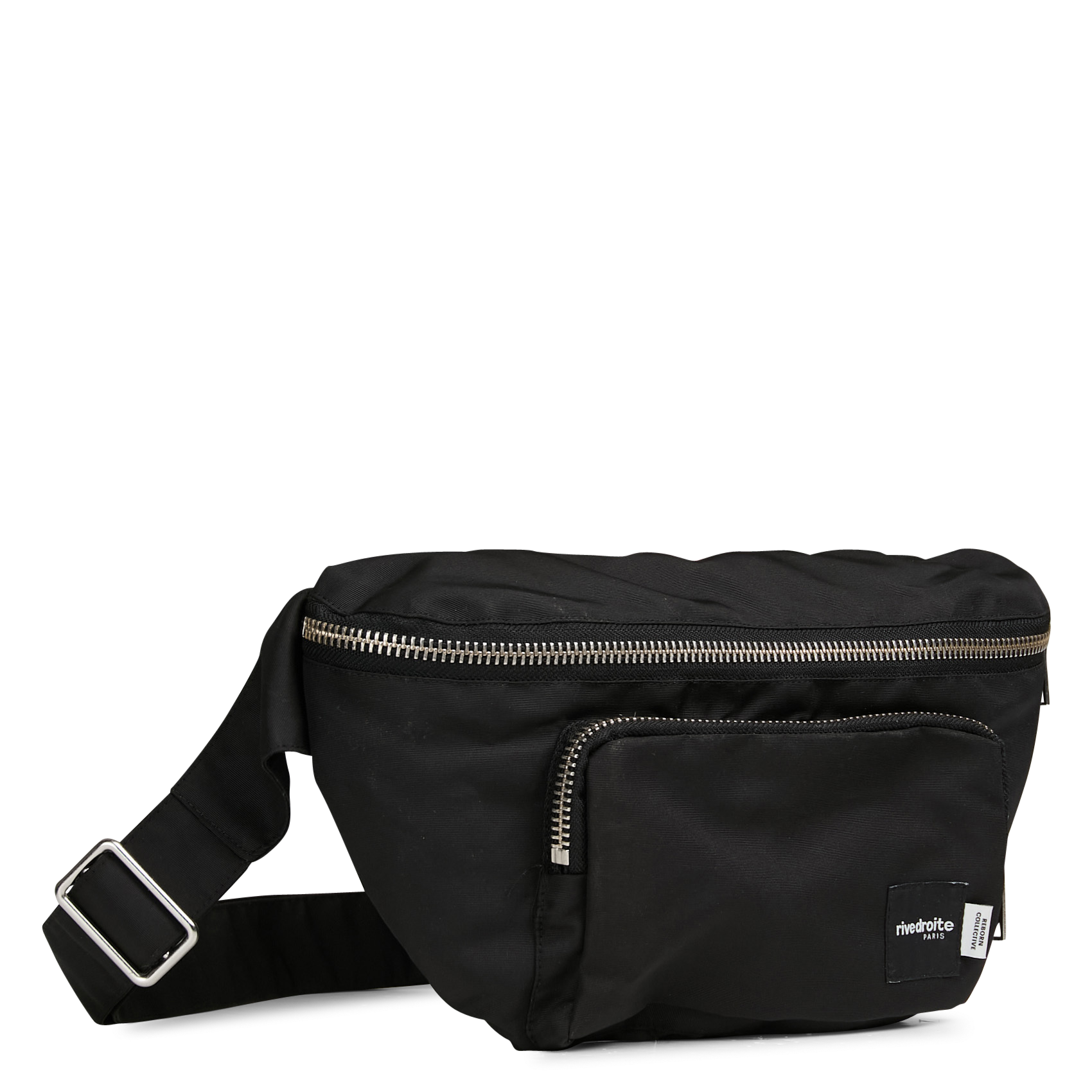 Solid color zippered waist bag with pocket RIVEDROITE PARIS Black