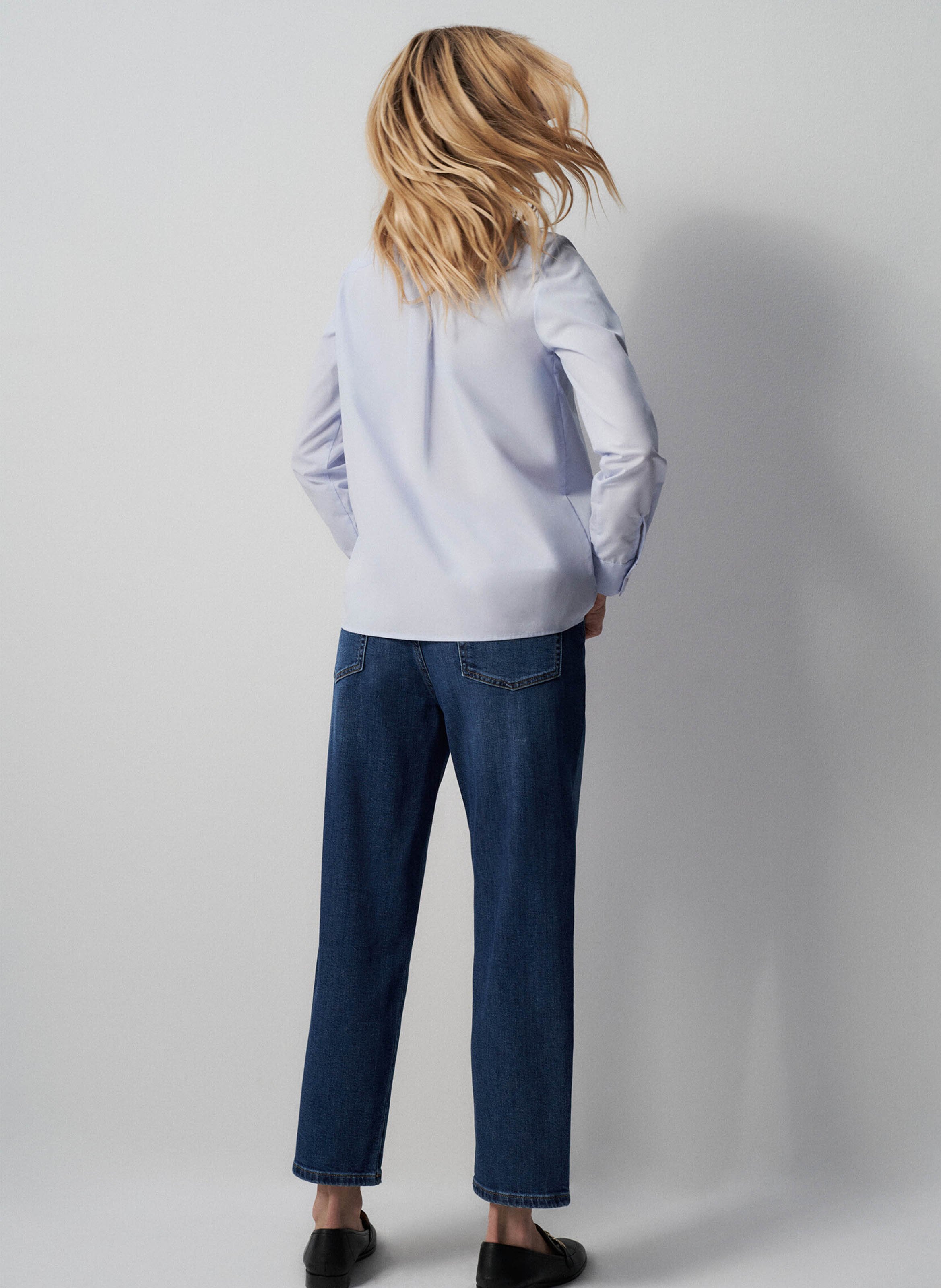 Fitted cotton shirt with classic collar CAROLL Blue