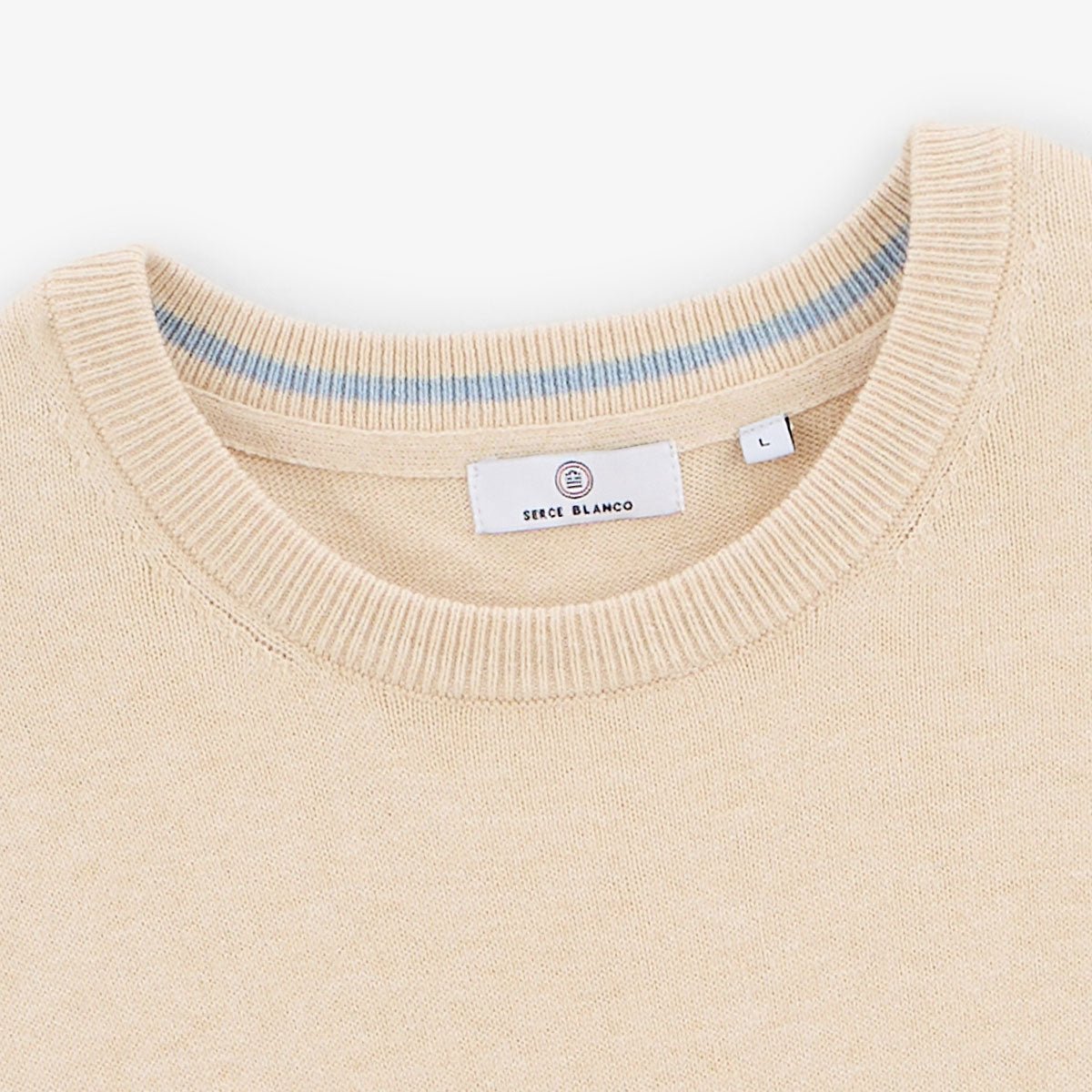 Sweater with plain round neckline SERGE BLANCO Beige