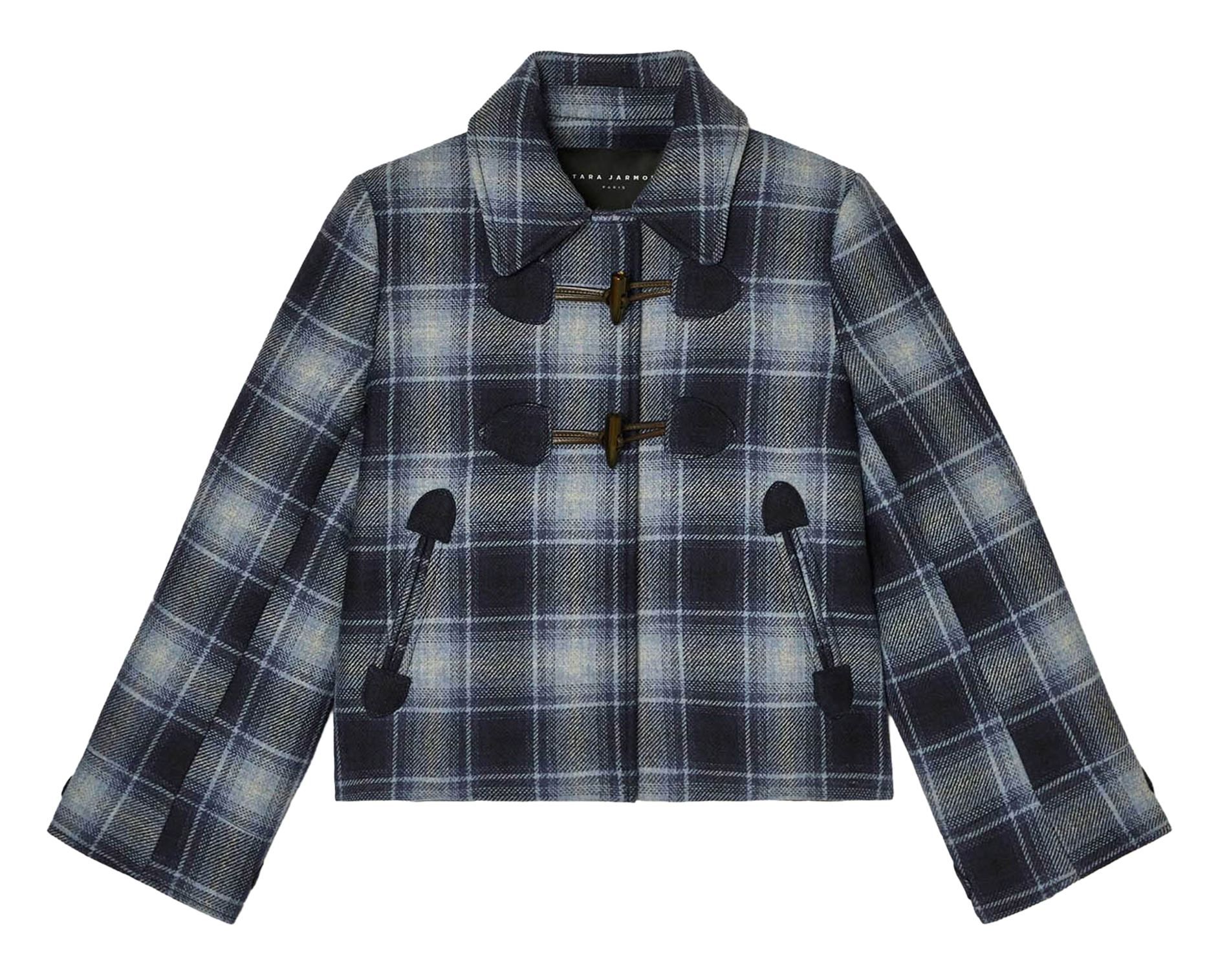 Short straight jacket with classic collar in blended wool TARA JARMON Blue