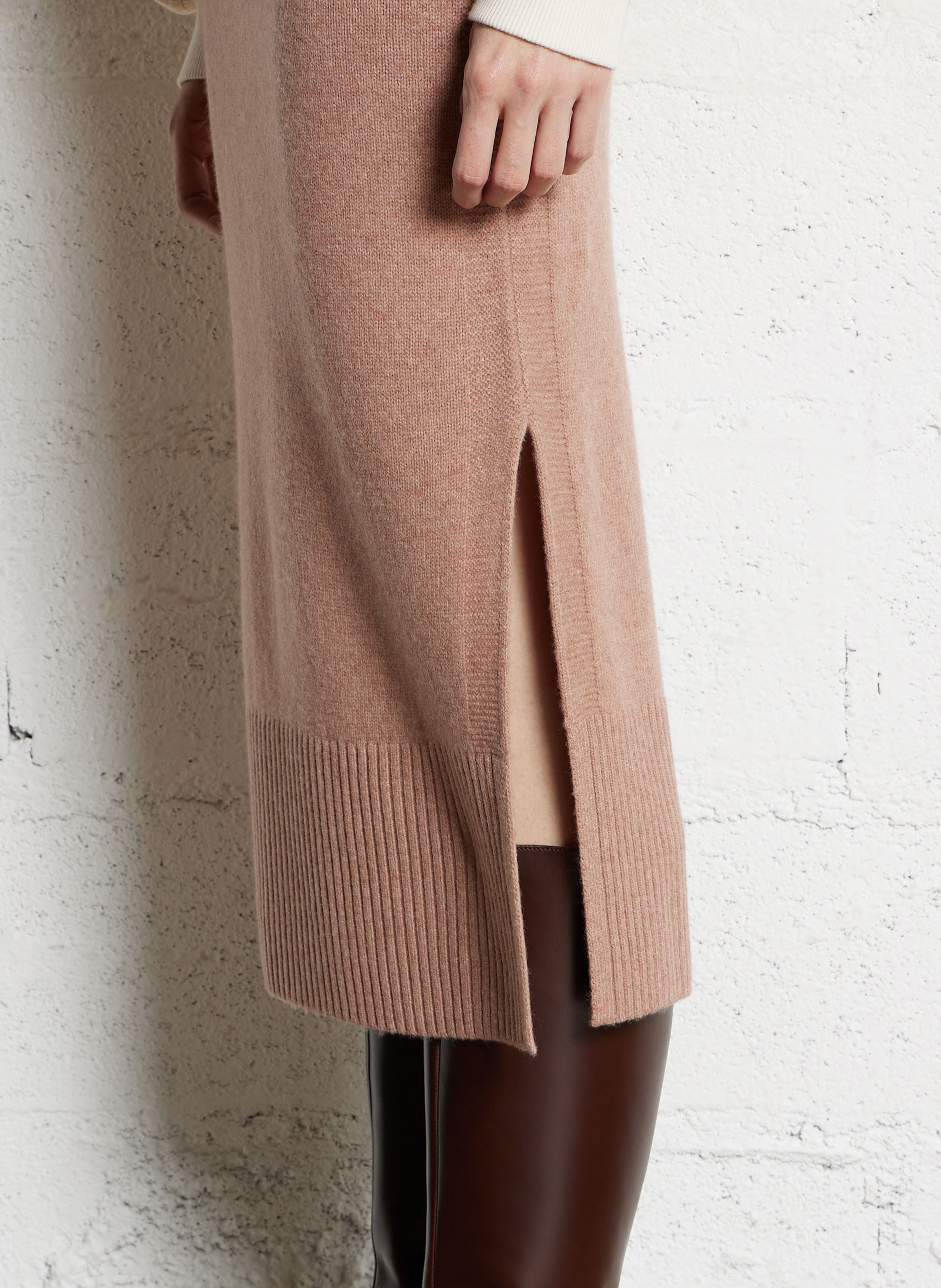 Jupe droite midi en laine MAISON 123 Rose