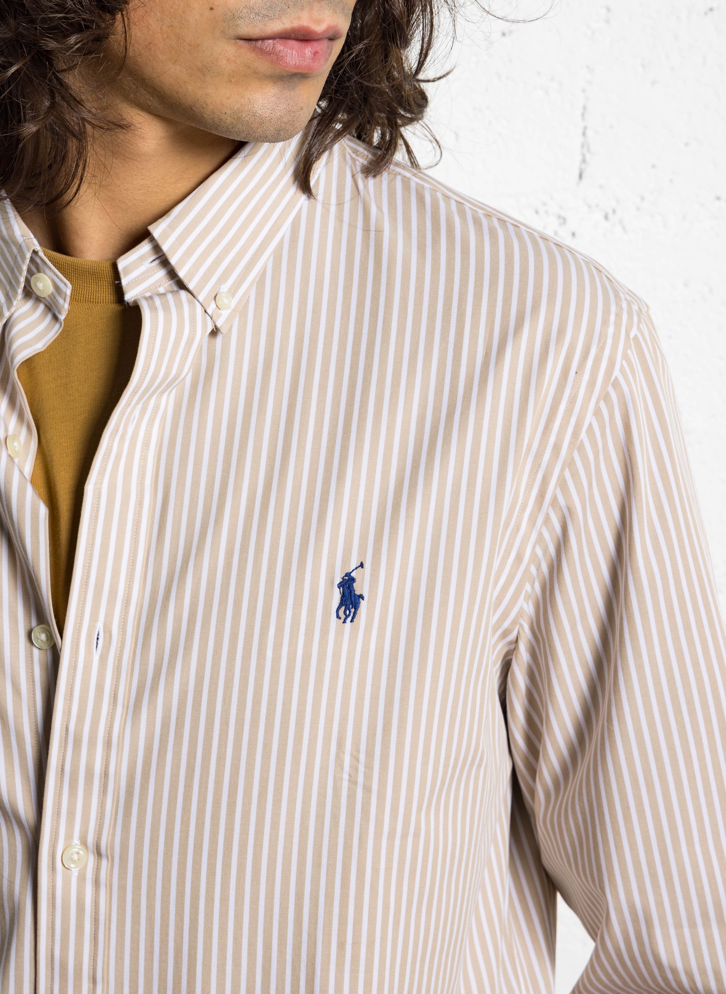 Chemise col américain slim-fit en coton stretch POLO RALPH LAUREN Beige