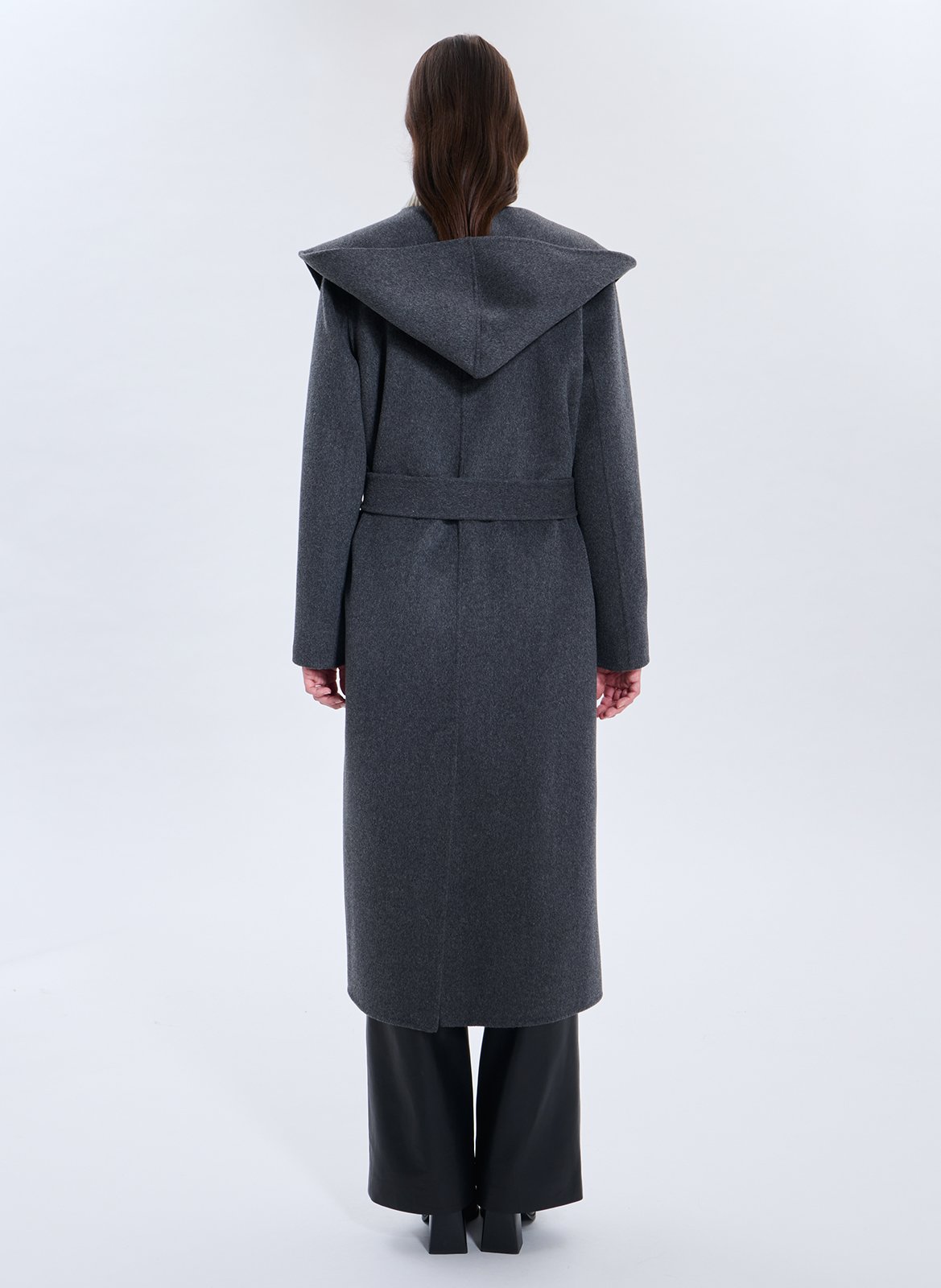 Long wool-blend coat with hood ZAPA Grey