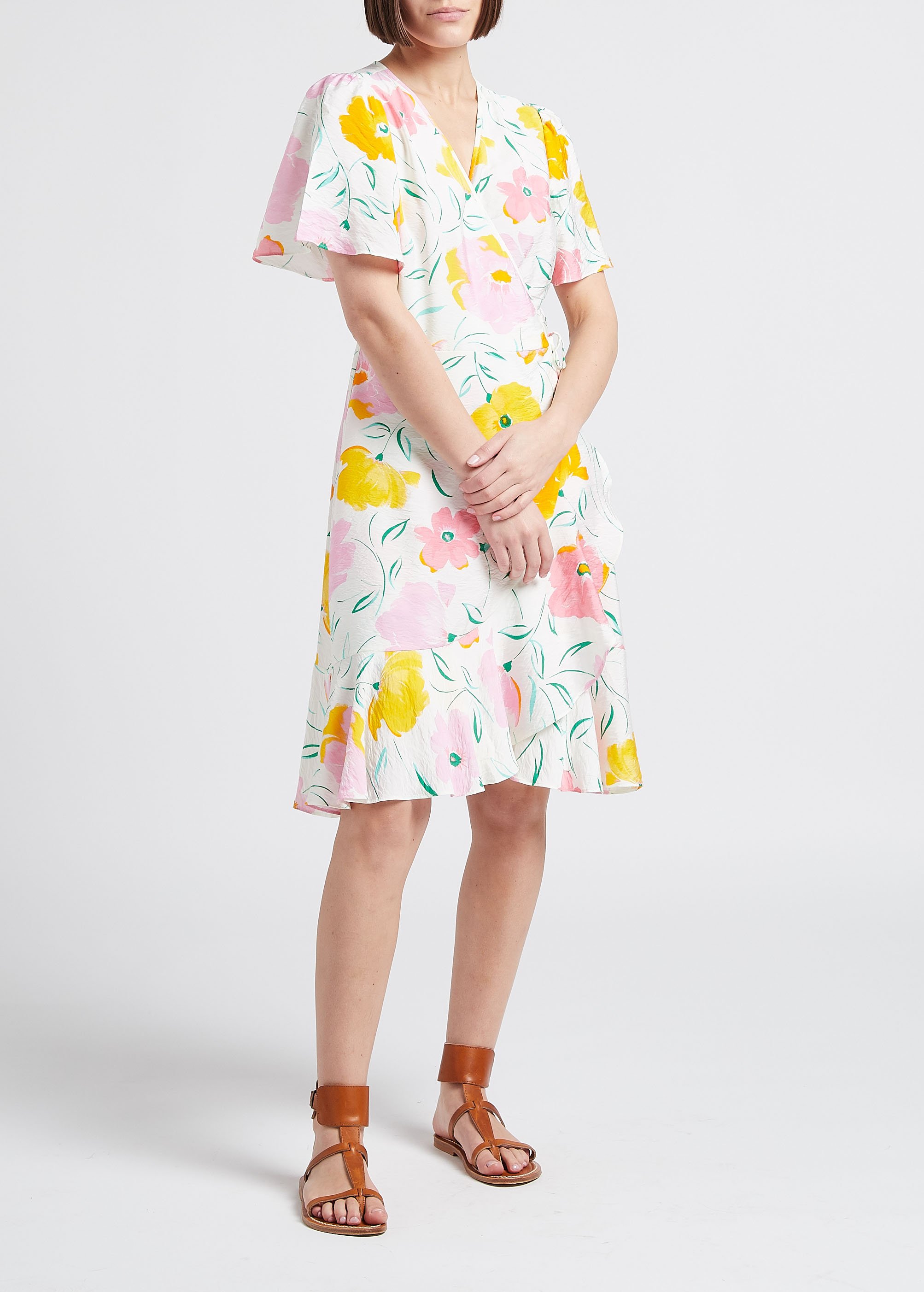 Robe courte portefeuille imprimée OBJECT Beige