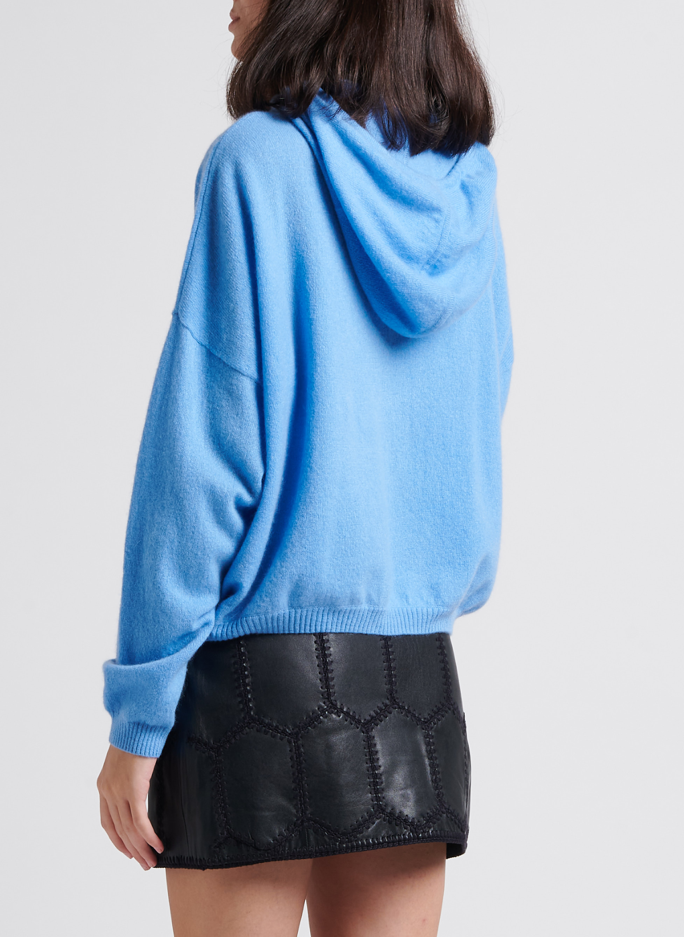 Rechte trui van kasjmier met opstaande kraag CRUSH Blauw