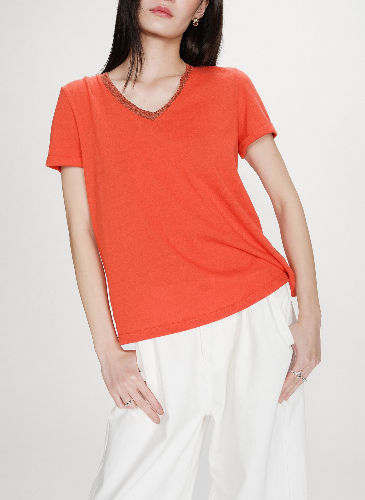 Basic cotton-mix T-shirt GRACE ET MILA Red