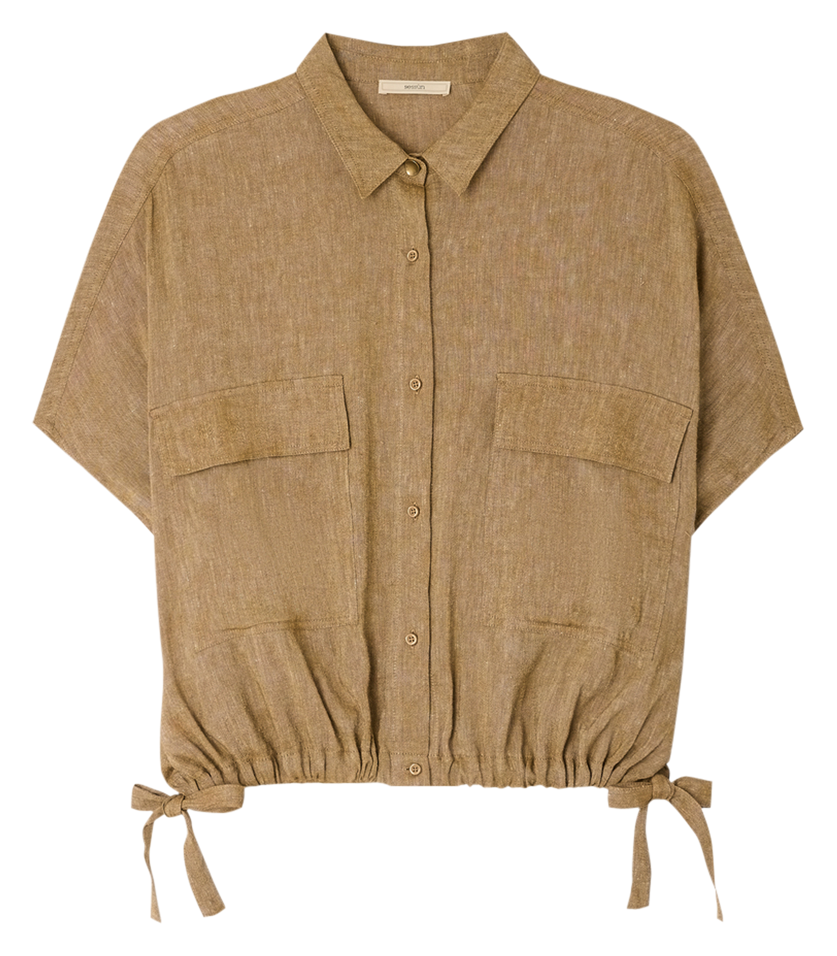 Oversized blouse met klassieke kraag SESSUN Kaki