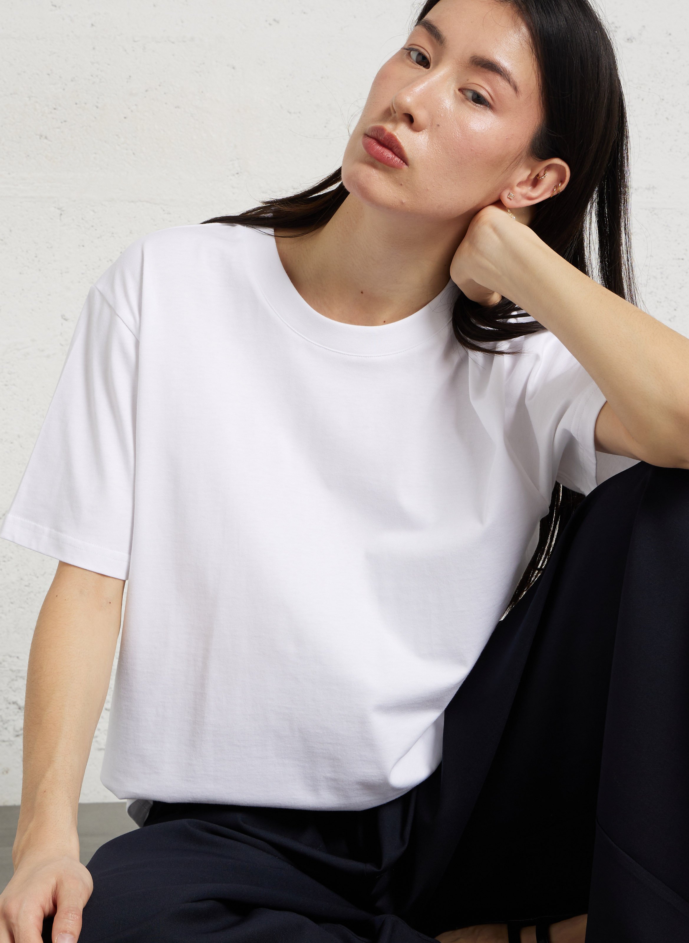 Baumwoll-Pullover mit Rundhalsausschnitt ELISE CHALMIN Weiss