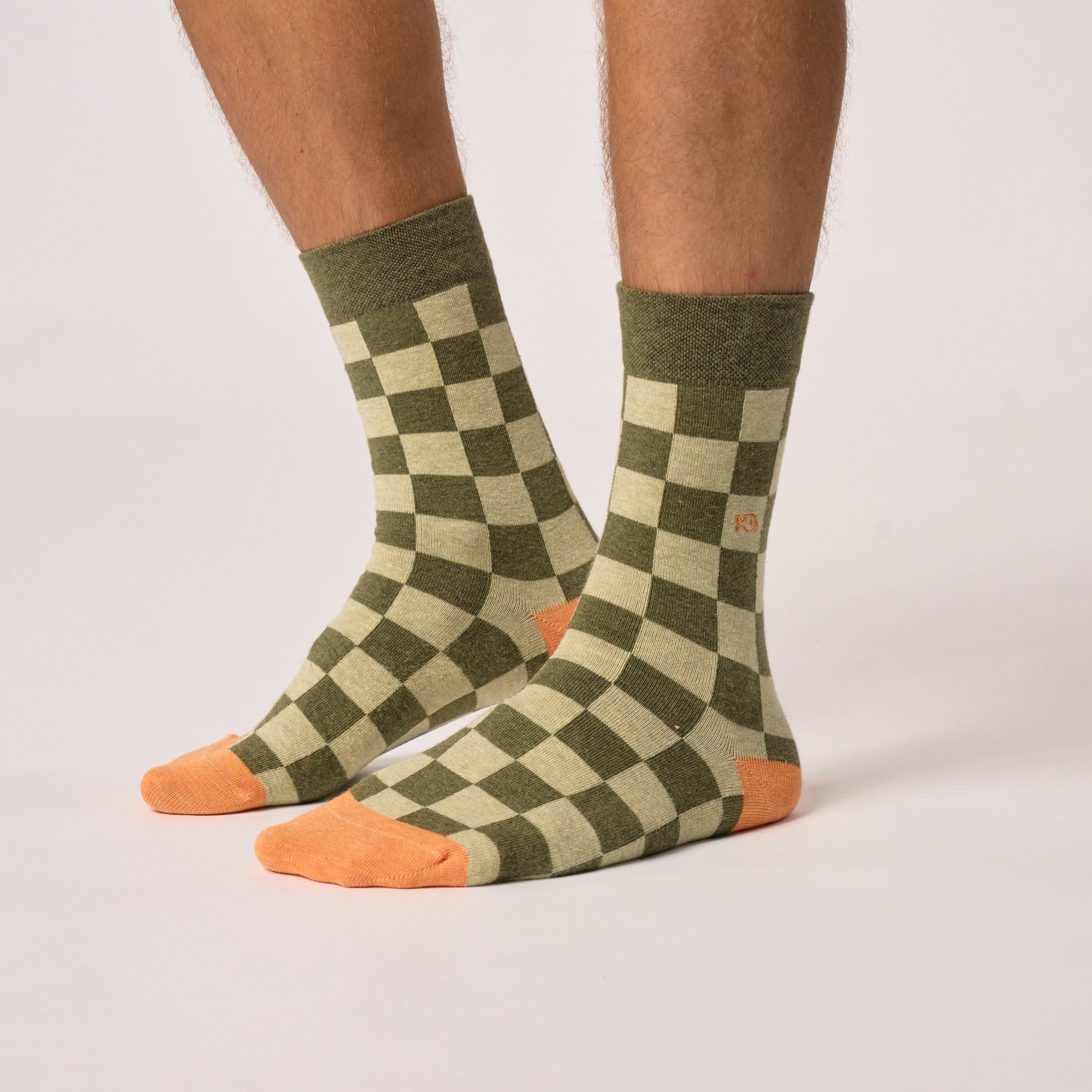 Combed cotton checkered socks BILLYBELT Khaki