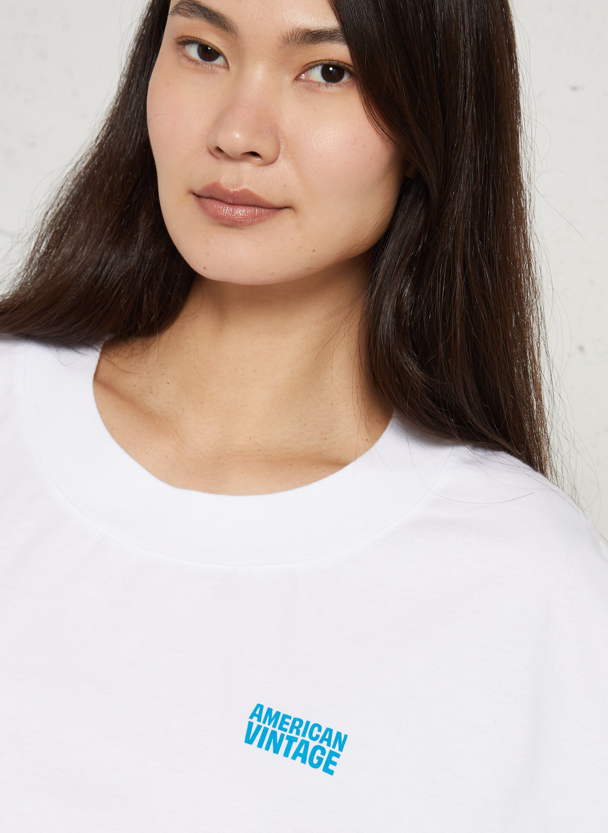 Oversized, katoenen T-shirt met ronde hals AMERICAN VINTAGE Wit