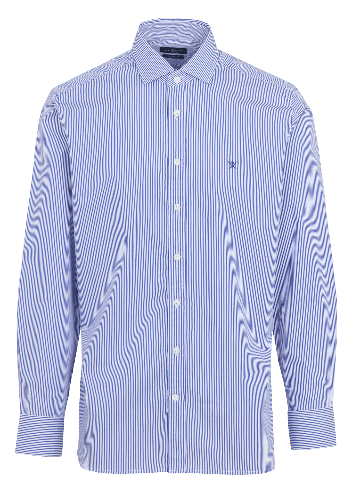 Hemd mit klassischem Kragen, schmal geschnitten, gestreift aus Baumwolle. HACKETT Blau