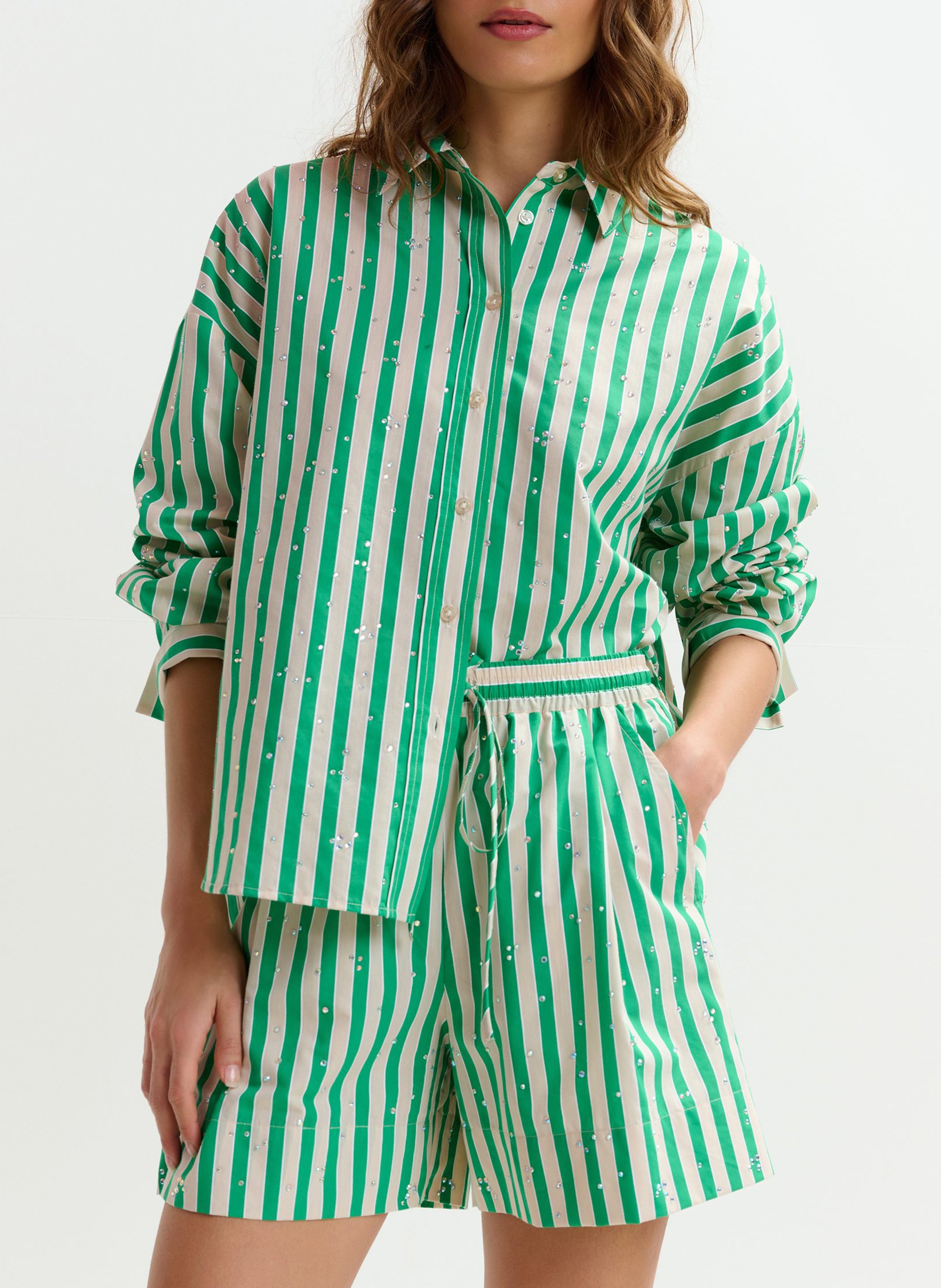 Chemise col classique en coton mélangé ESSENTIEL ANTWERP Vert