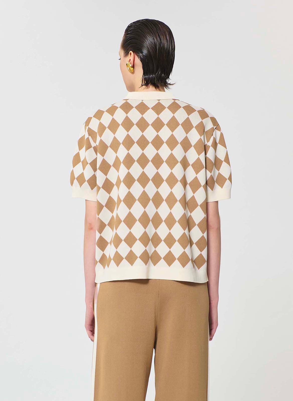 Polo oversize en maille imprimée TARA JARMON Marron