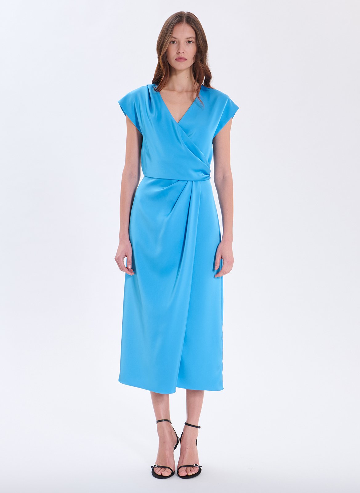Long v-neck satin dress ZAPA
