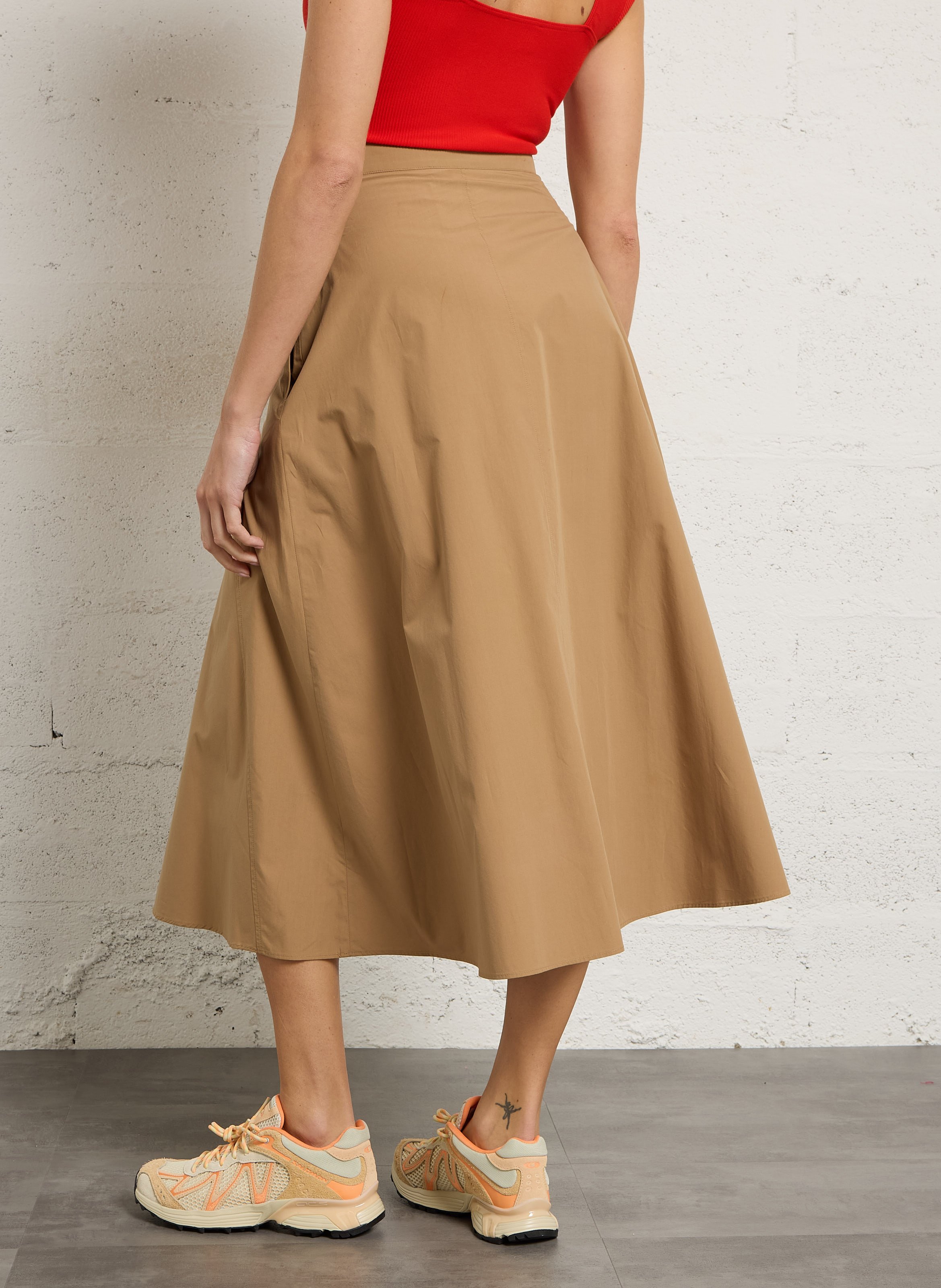 Ausgestellter hoher Taillenrock in Einheitsfarbe MAX MARA WEEK END Braun