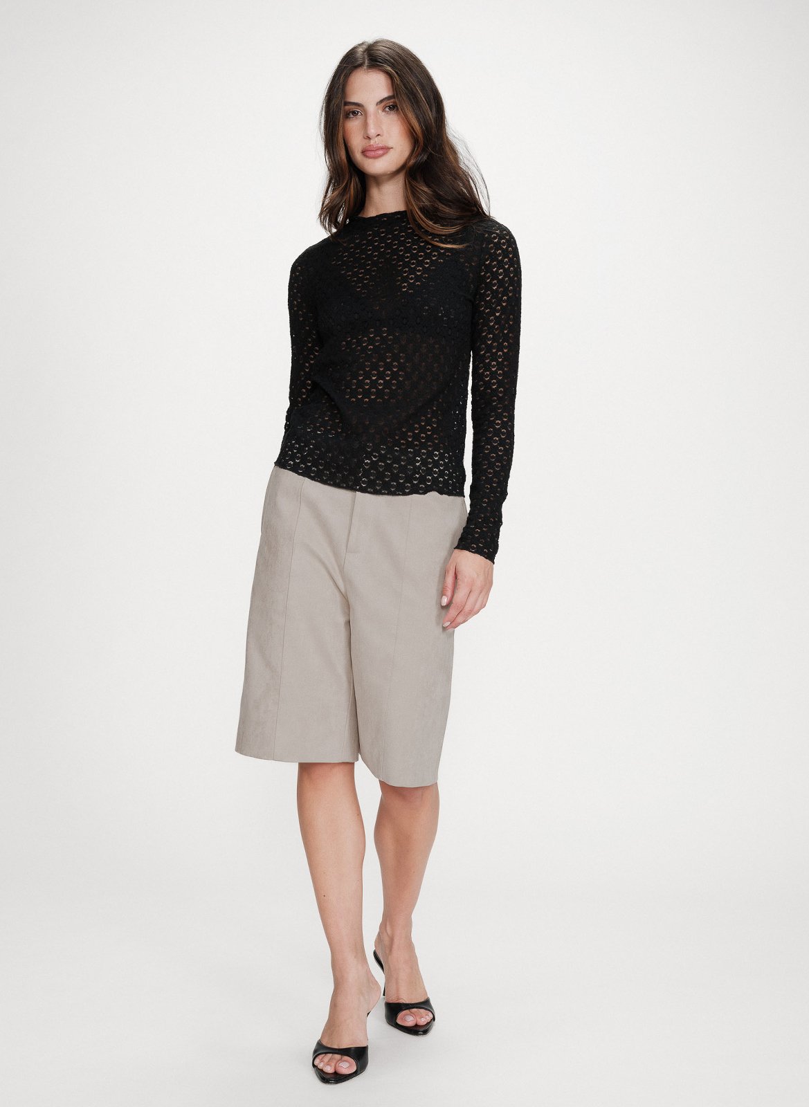 Rechte top met ronde hals | katoenblend GRACE ET MILA Zwart