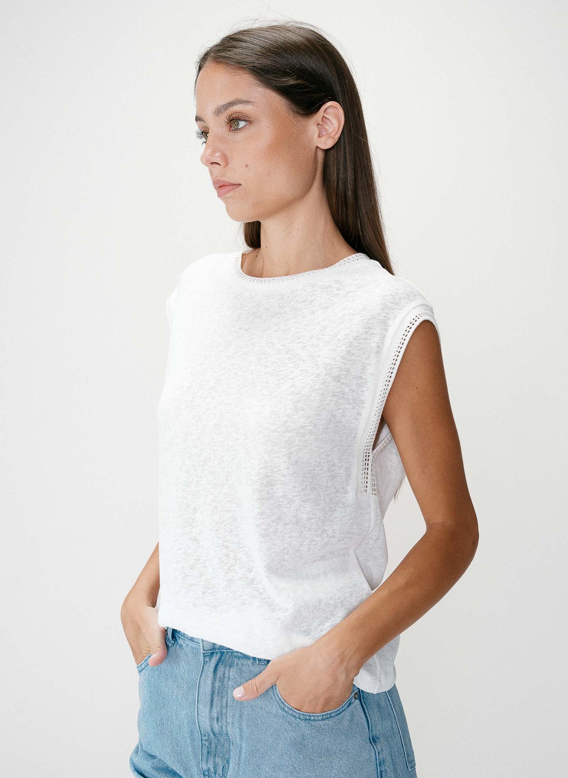 Tee-shirt col rond en coton mélangé GRACE ET MILA Blanc