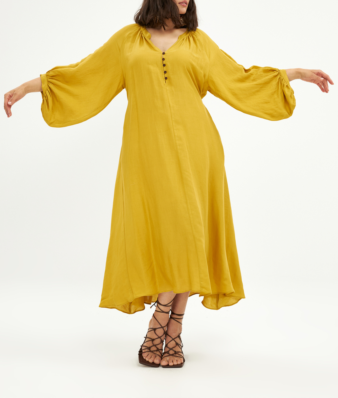 Long dress with Mao collar MAT FASHION Yellow