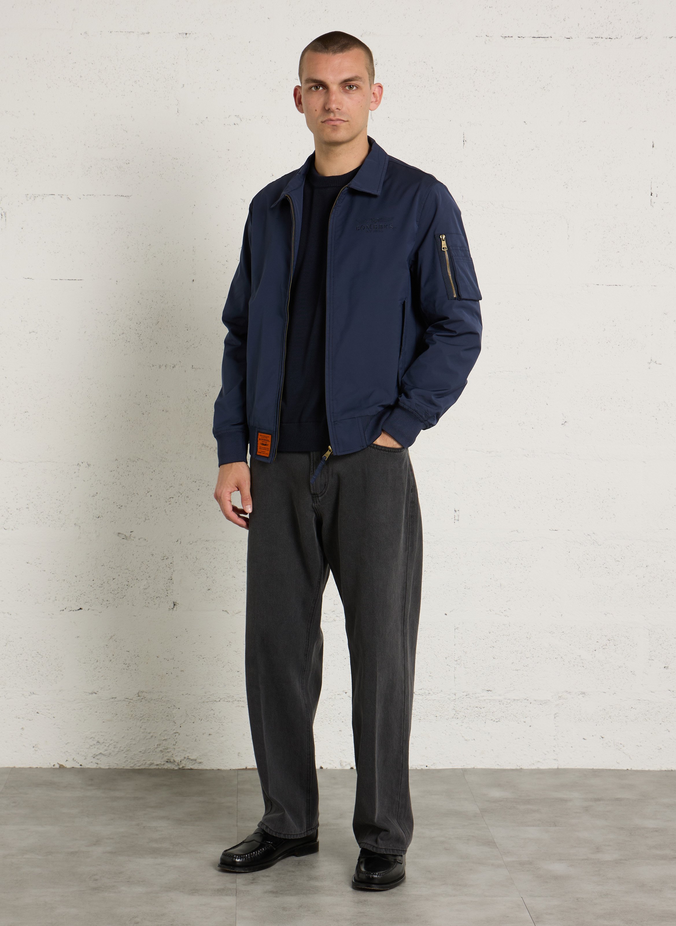 Oversized jack met klassieke kraag BOMBERS ORIGINAL Blauw