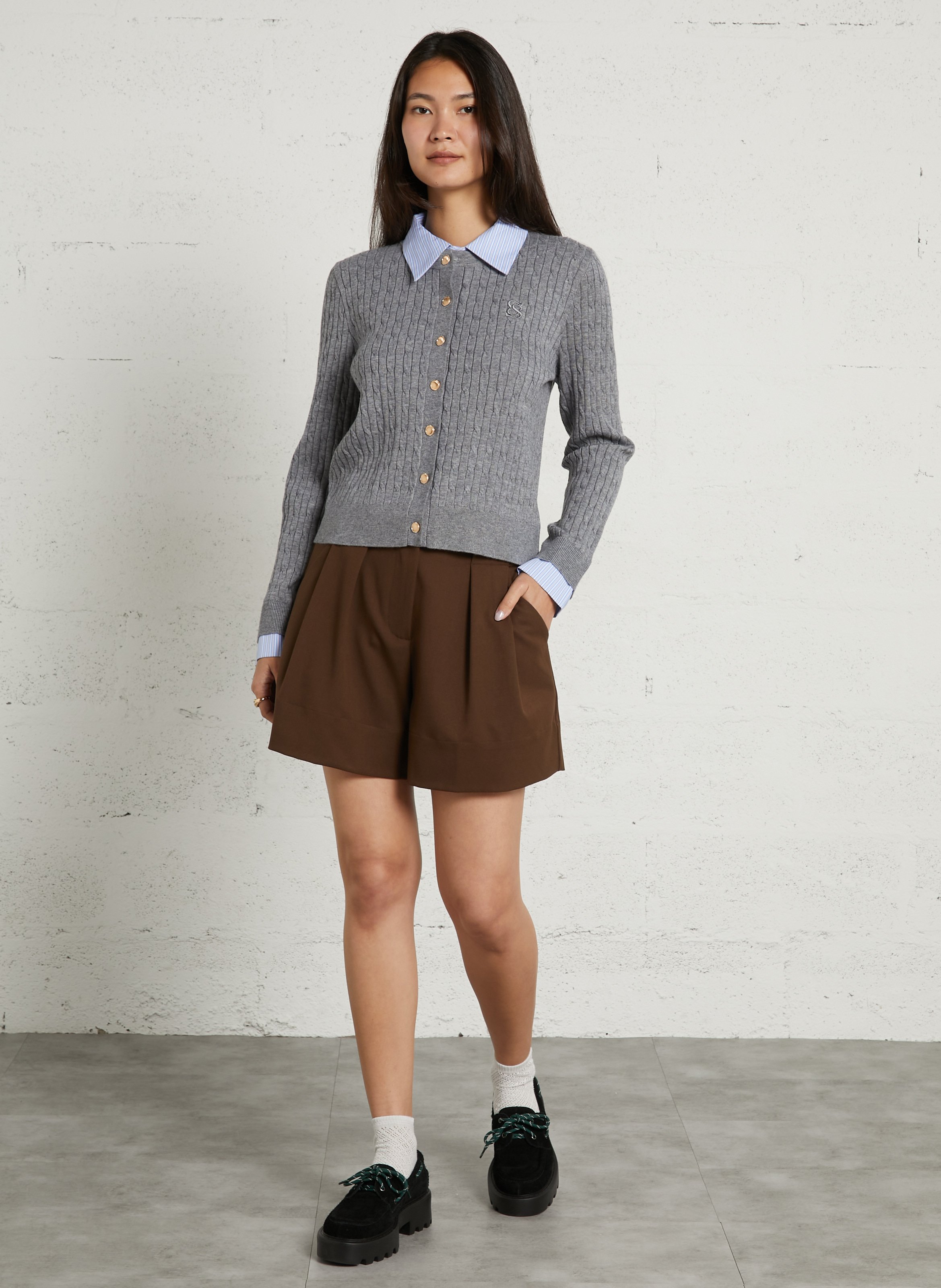 Cardigan with classic collar SUNCOO Grey