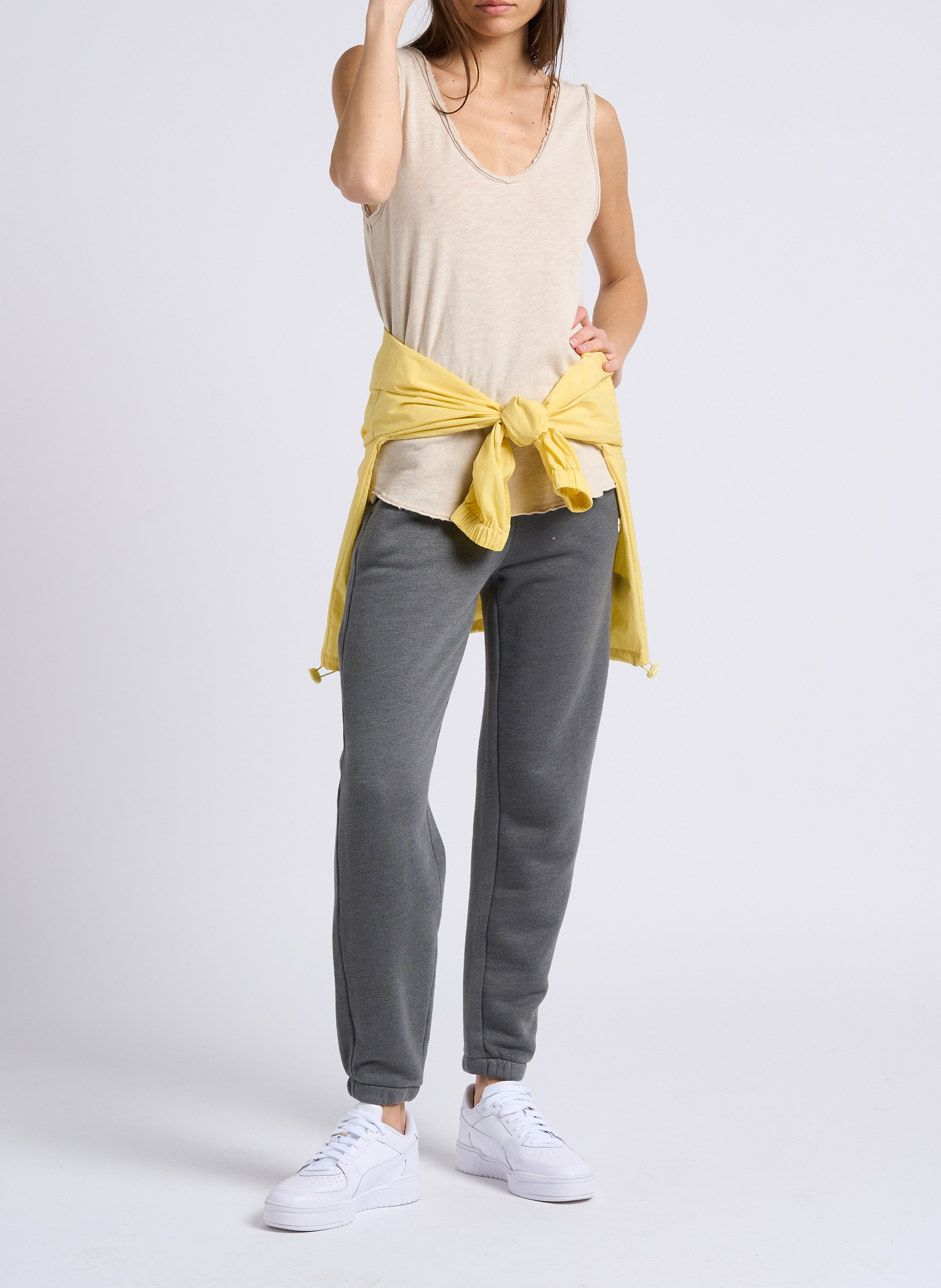Débardeur col rond droit en coton AMERICAN VINTAGE Beige