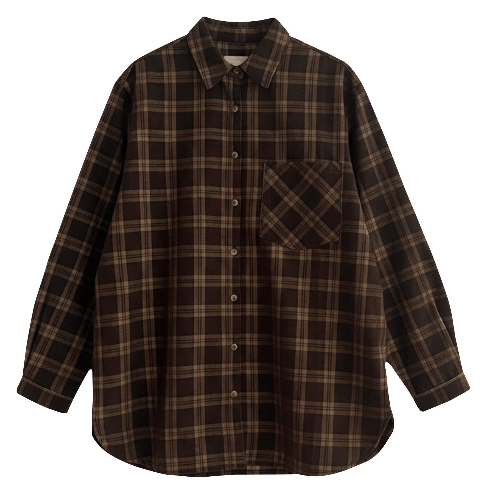 Ruimvallende blouse van biokatoen met klassieke kraag INDI & COLD Bruin