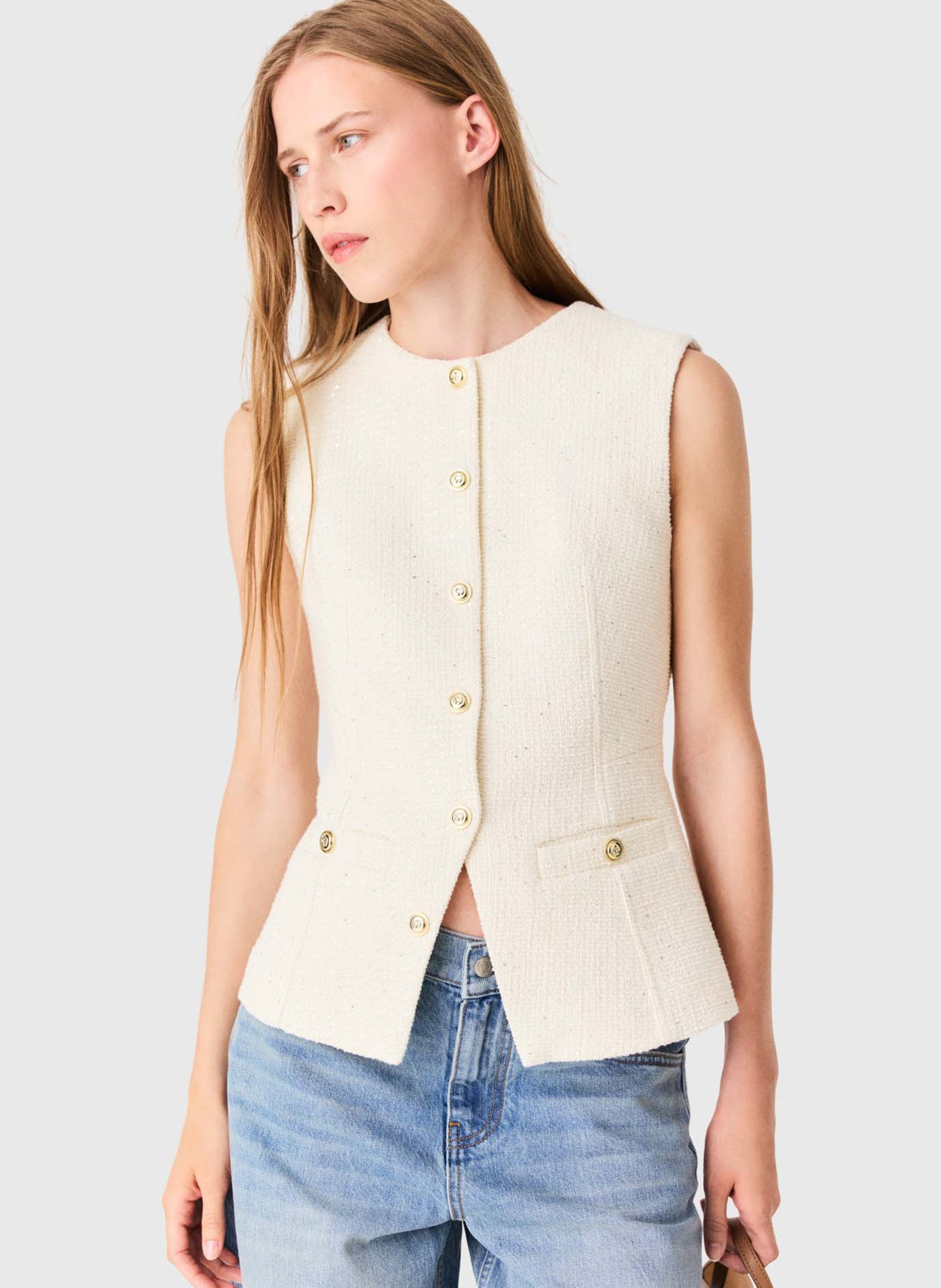 Fitted top in blended cotton MAJE Beige