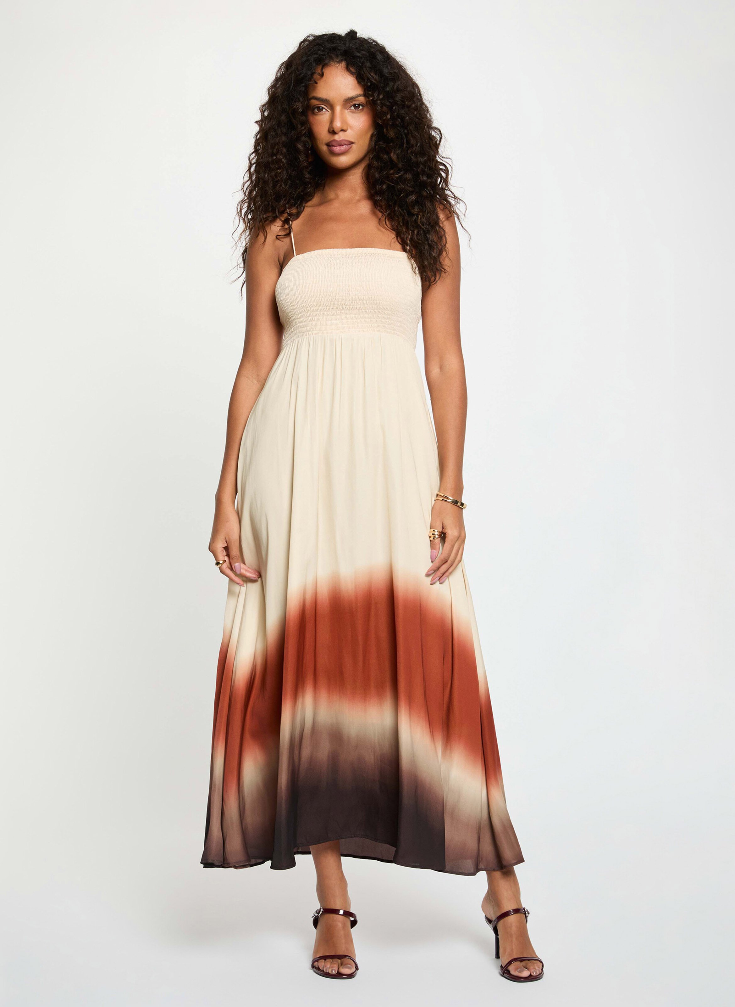 Straight Long Gradient Dress MORGAN Brown