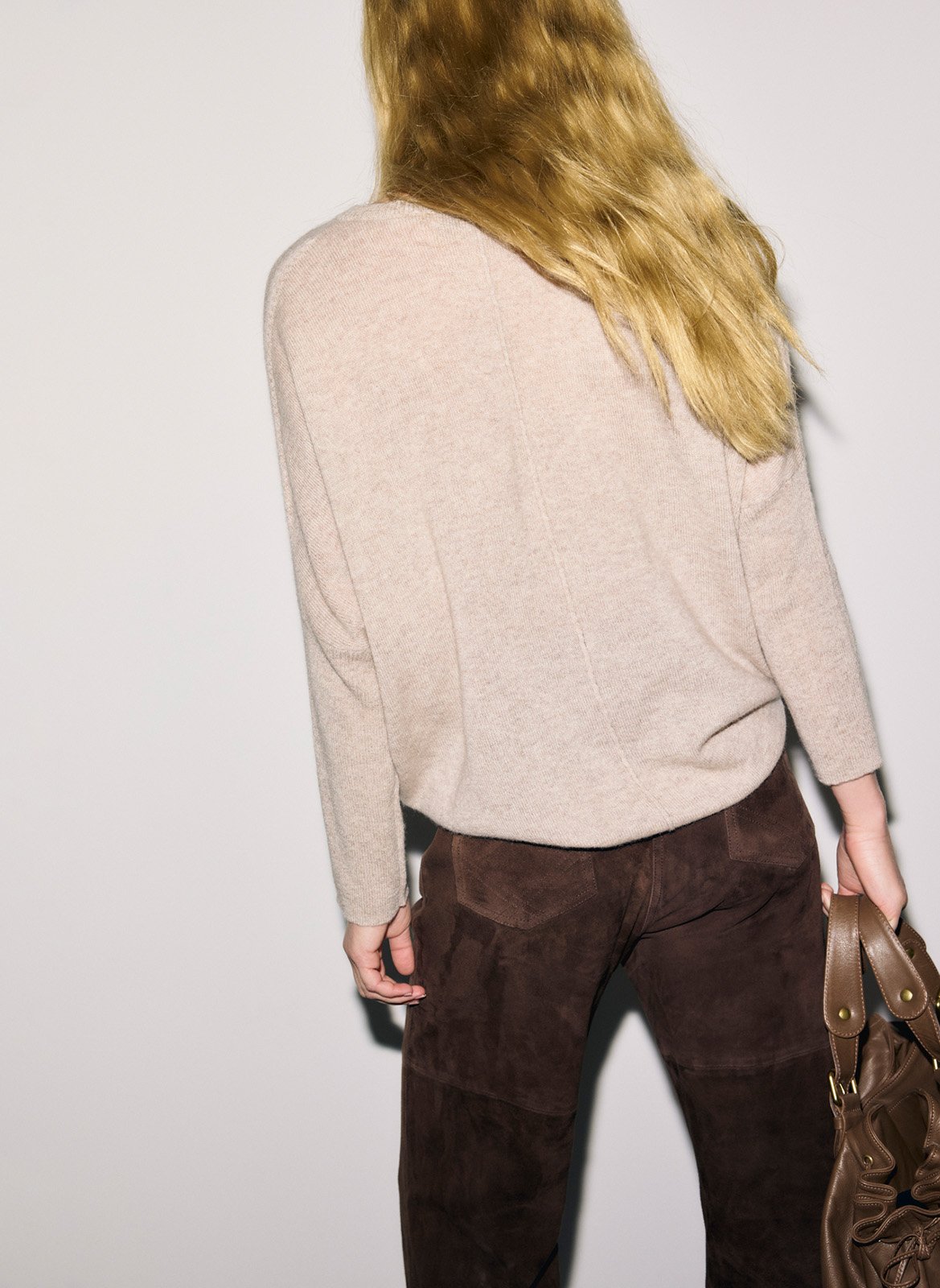 Pull oversize col rond en cachemire GERARD DAREL Beige