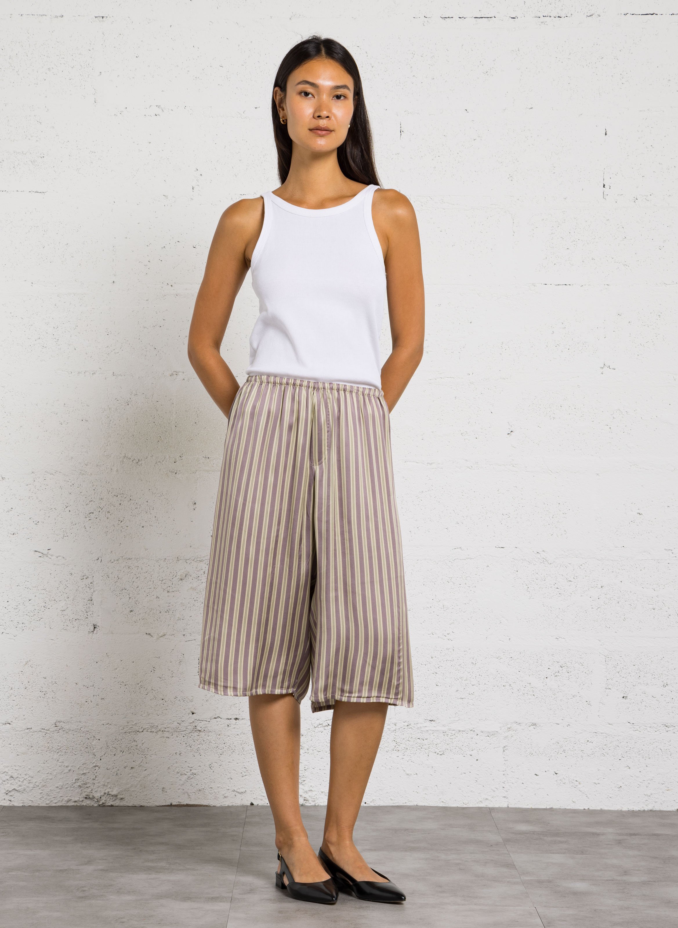 Kort tot half lang gestreept AMERICAN VINTAGE Beige