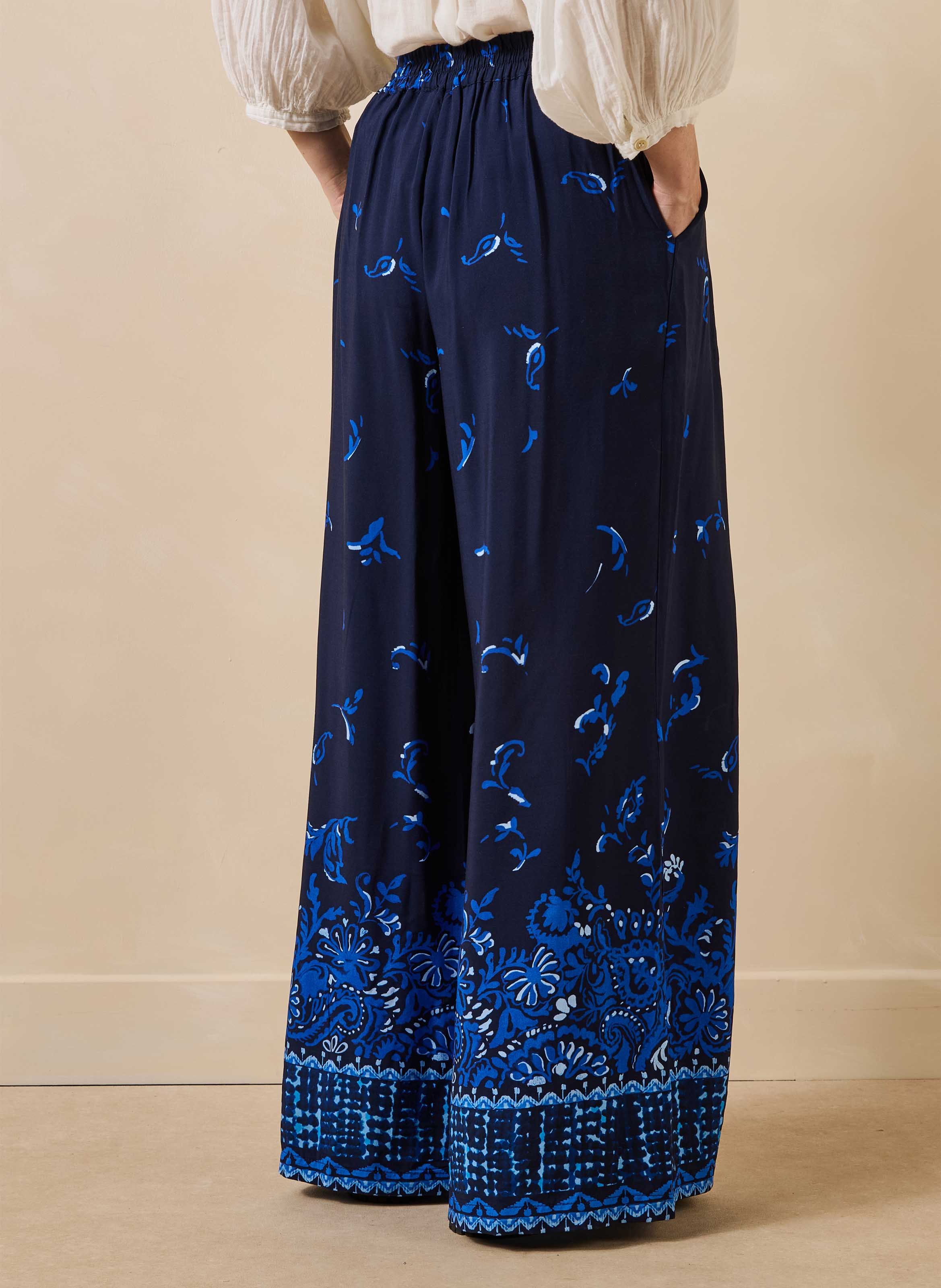 Wijde broek met hoge taille LA FEE MARABOUTEE Blauw