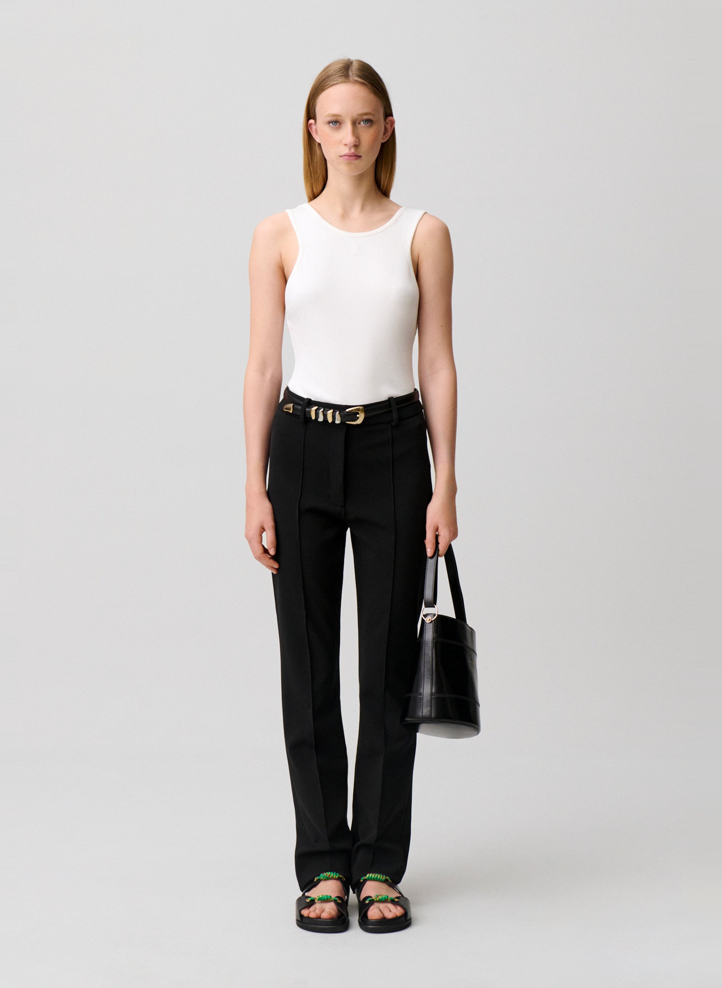 Pantalon droit uni taille haute CLAUDIE PIERLOT Noir