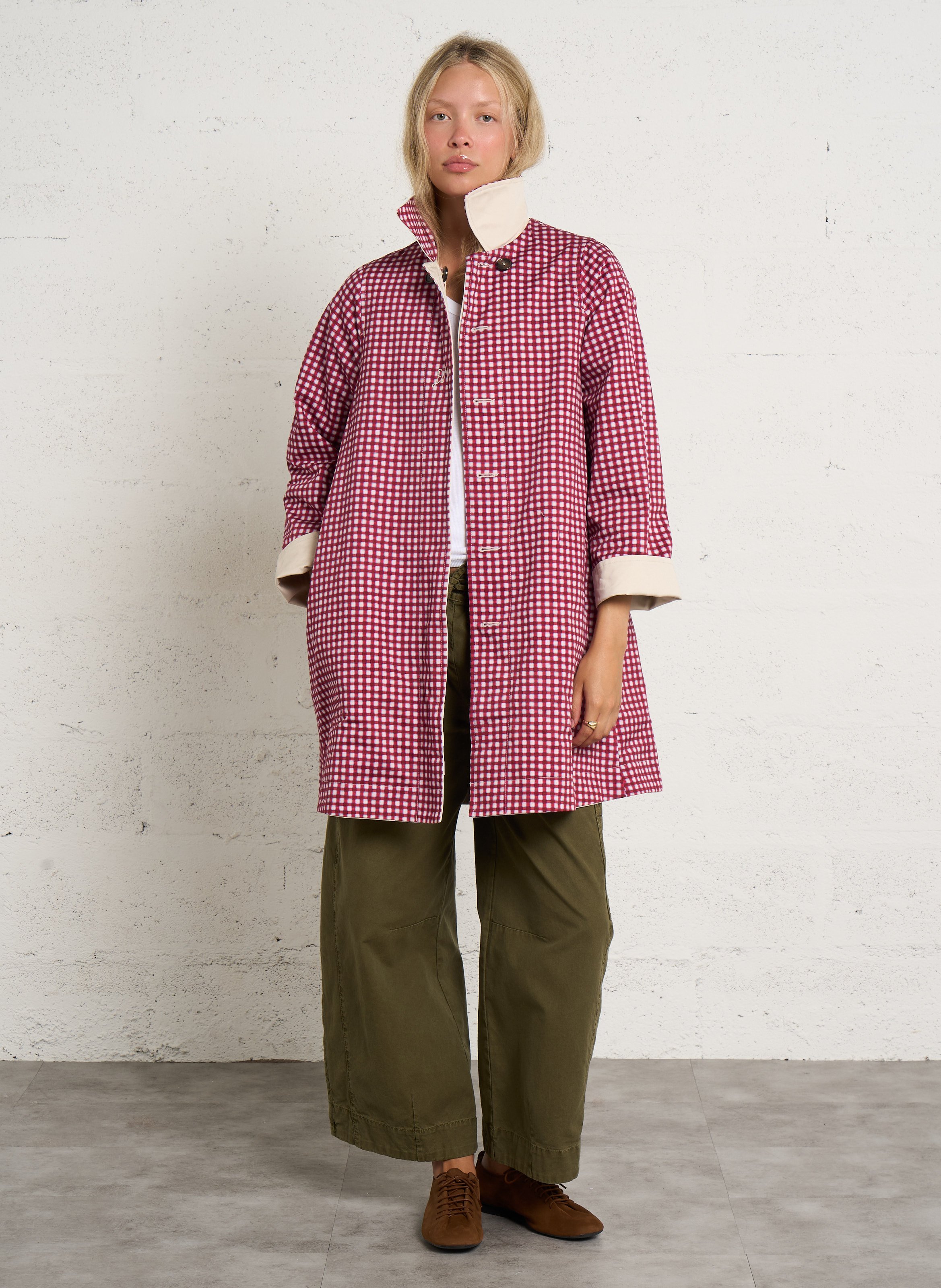 Flared Reversible Trench Coat DAMSON MADDER Red