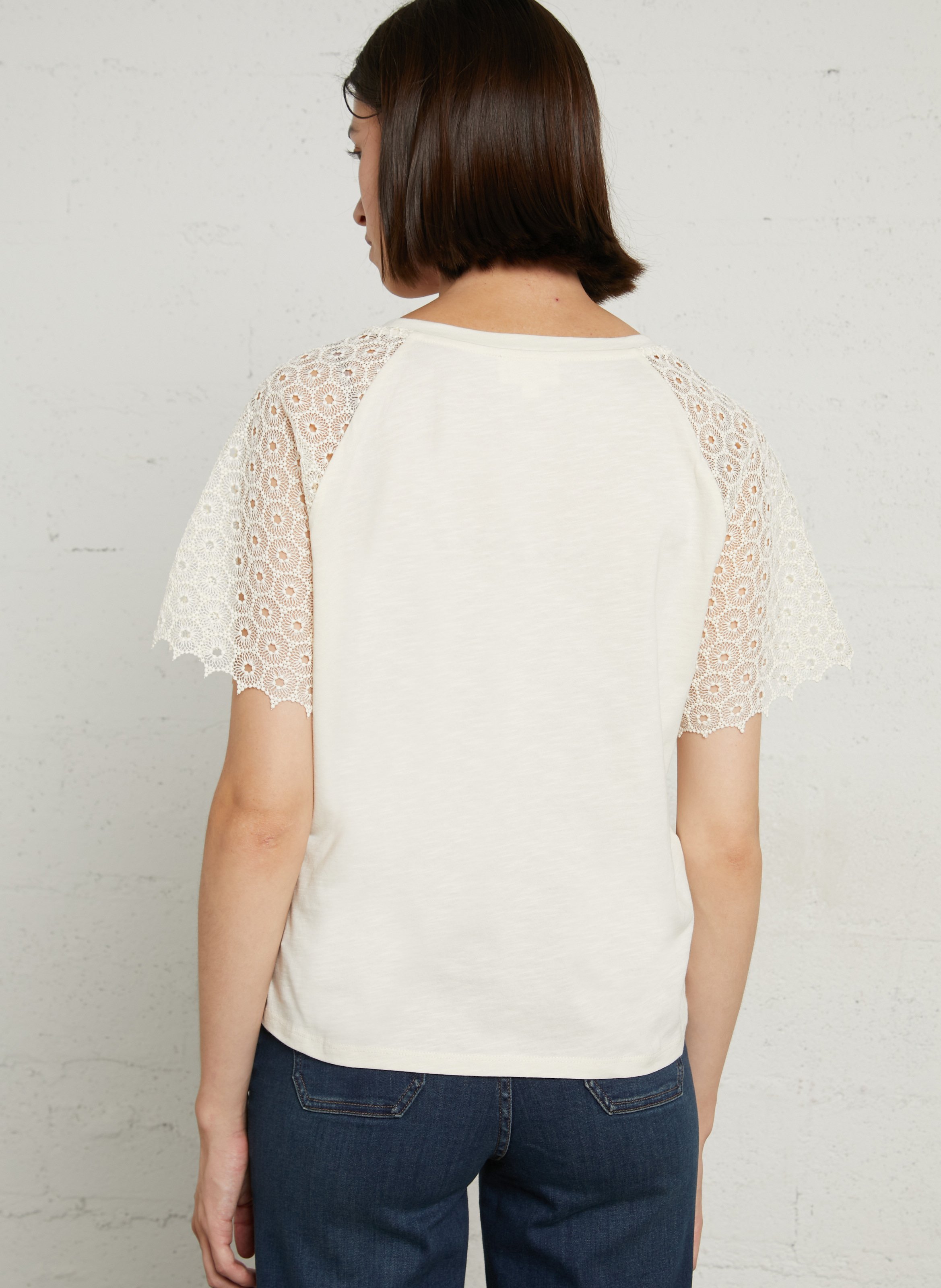 Round neck cotton top MAISON 123 Beige