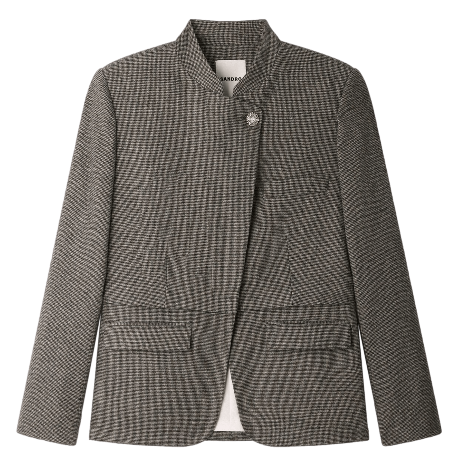 Veste col montant en laine mélangée SANDRO Gris
