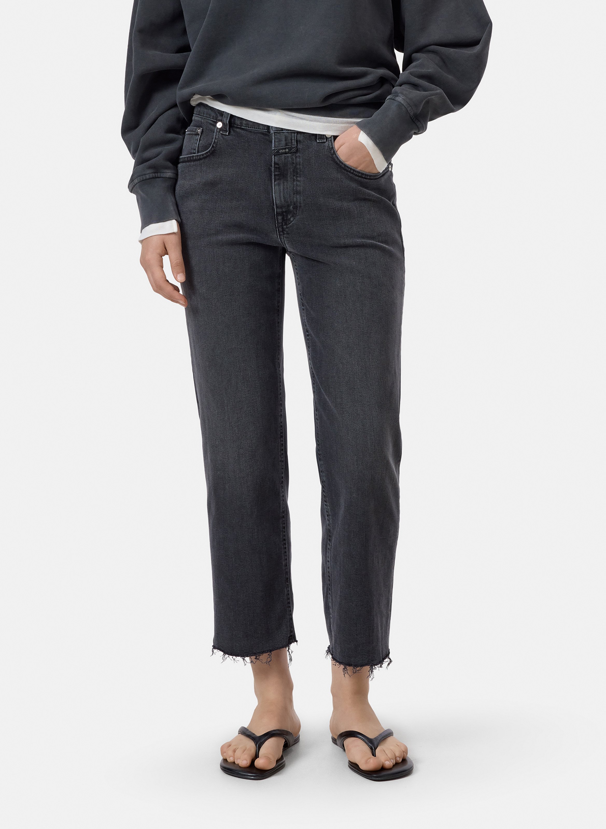 Jean cropped en coton mélangé CLOSED Gris