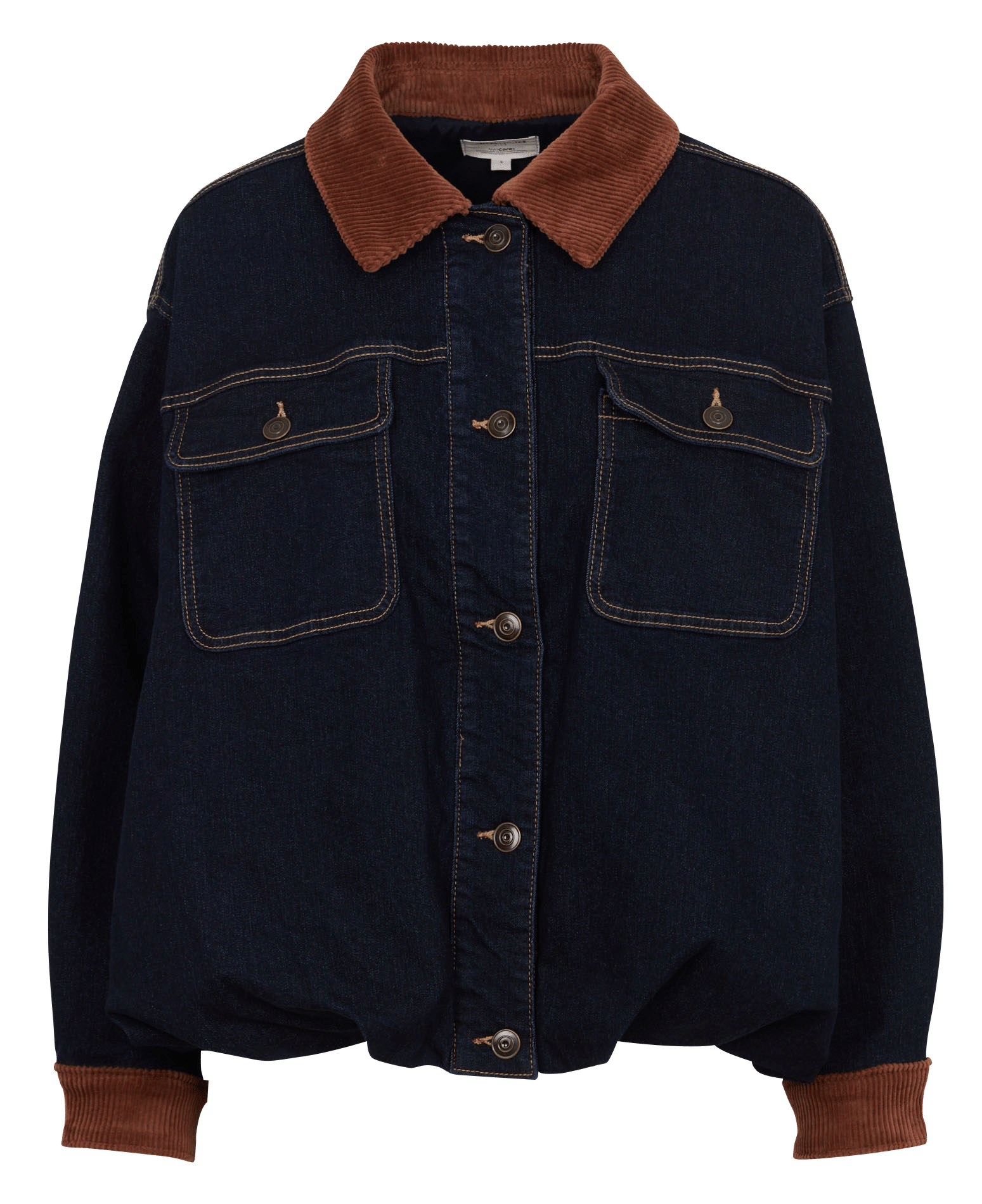 Chaqueta de mezclilla holgada con cuello acanalado de algodón mezclado. MAISON 123 Azul