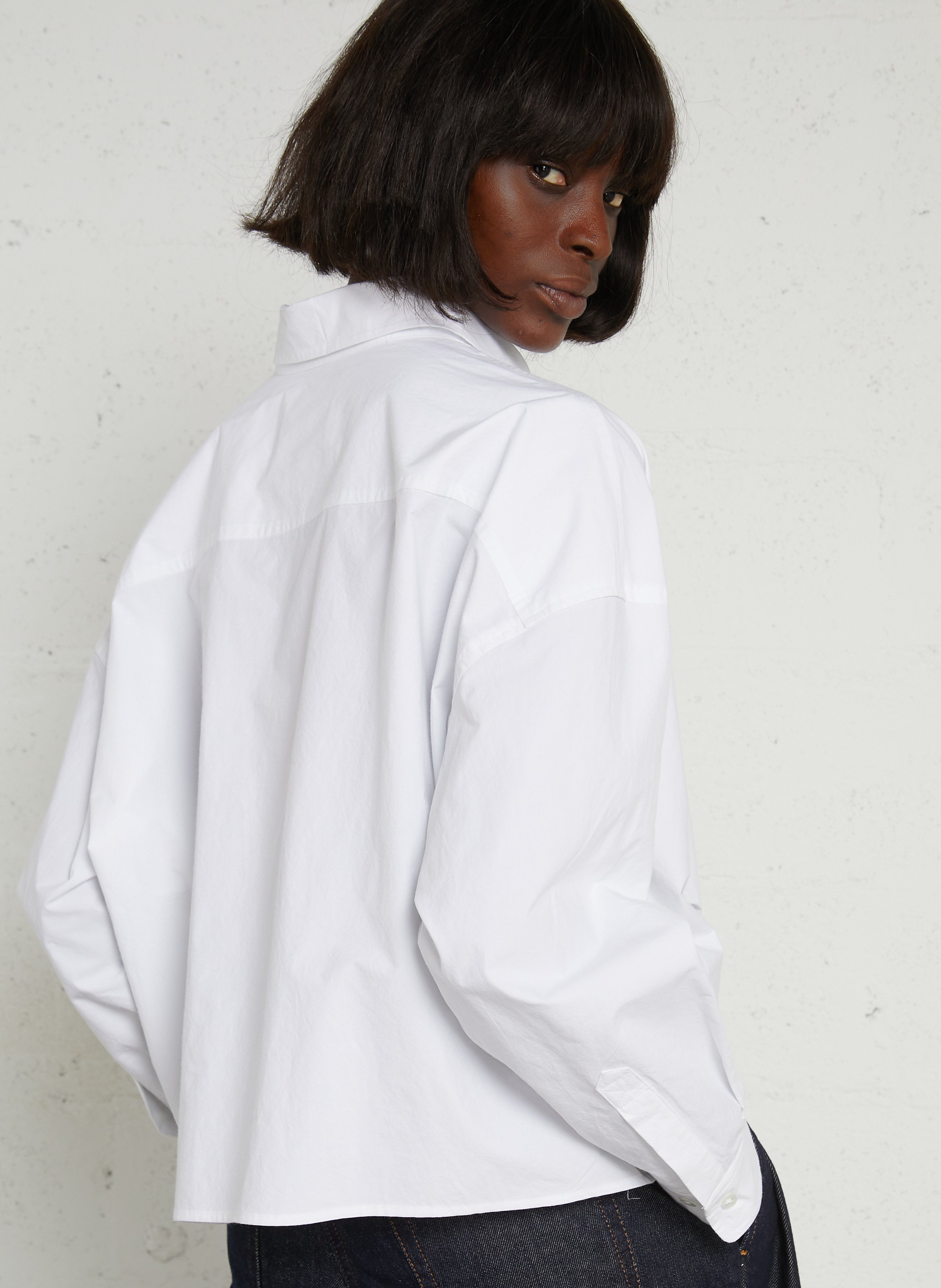 Chemise ample col classique nouée en coton BELLEROSE Blanc