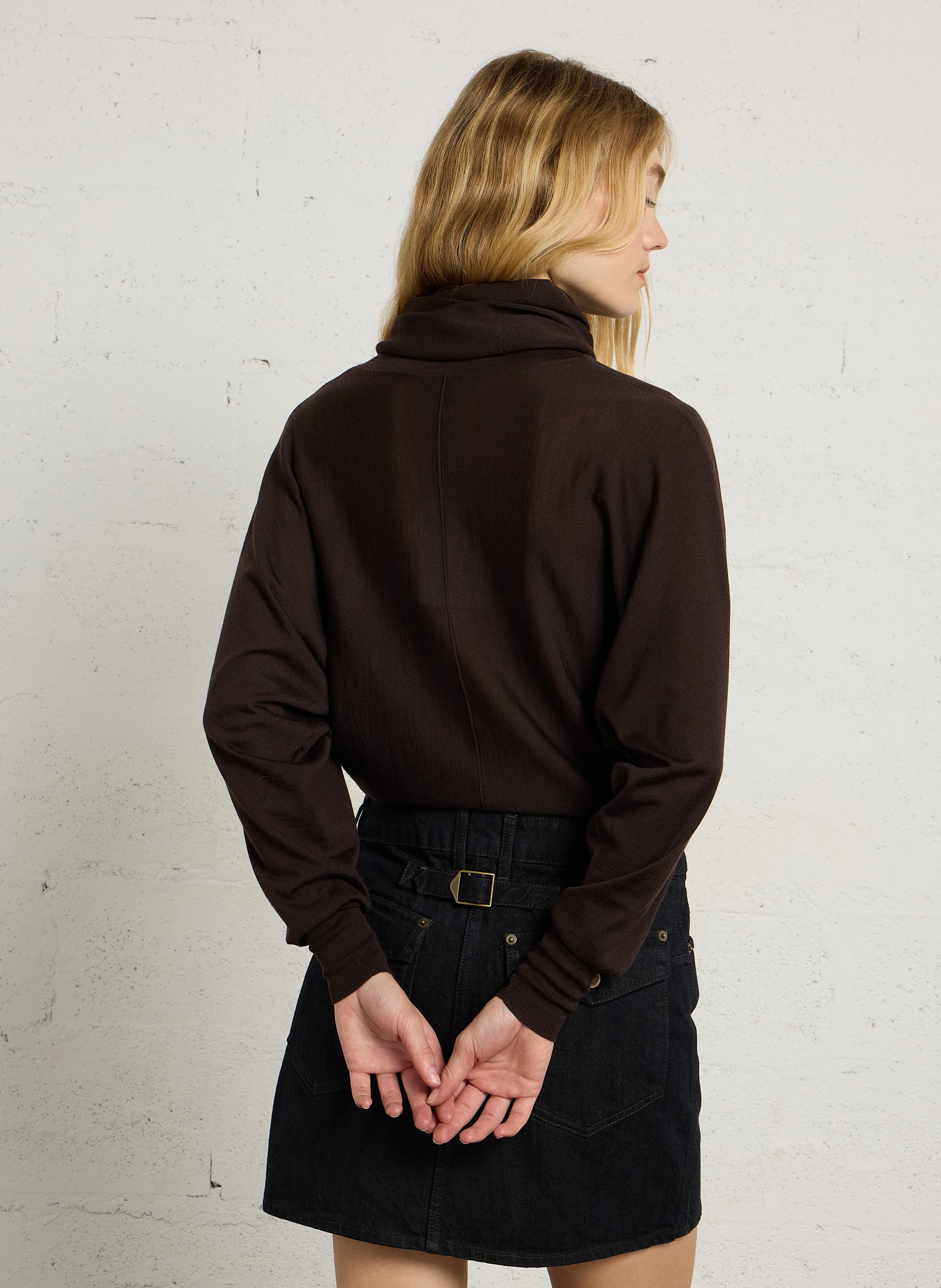 Gerader Pullover mit Rollkragen aus Wolle SOEUR Braun