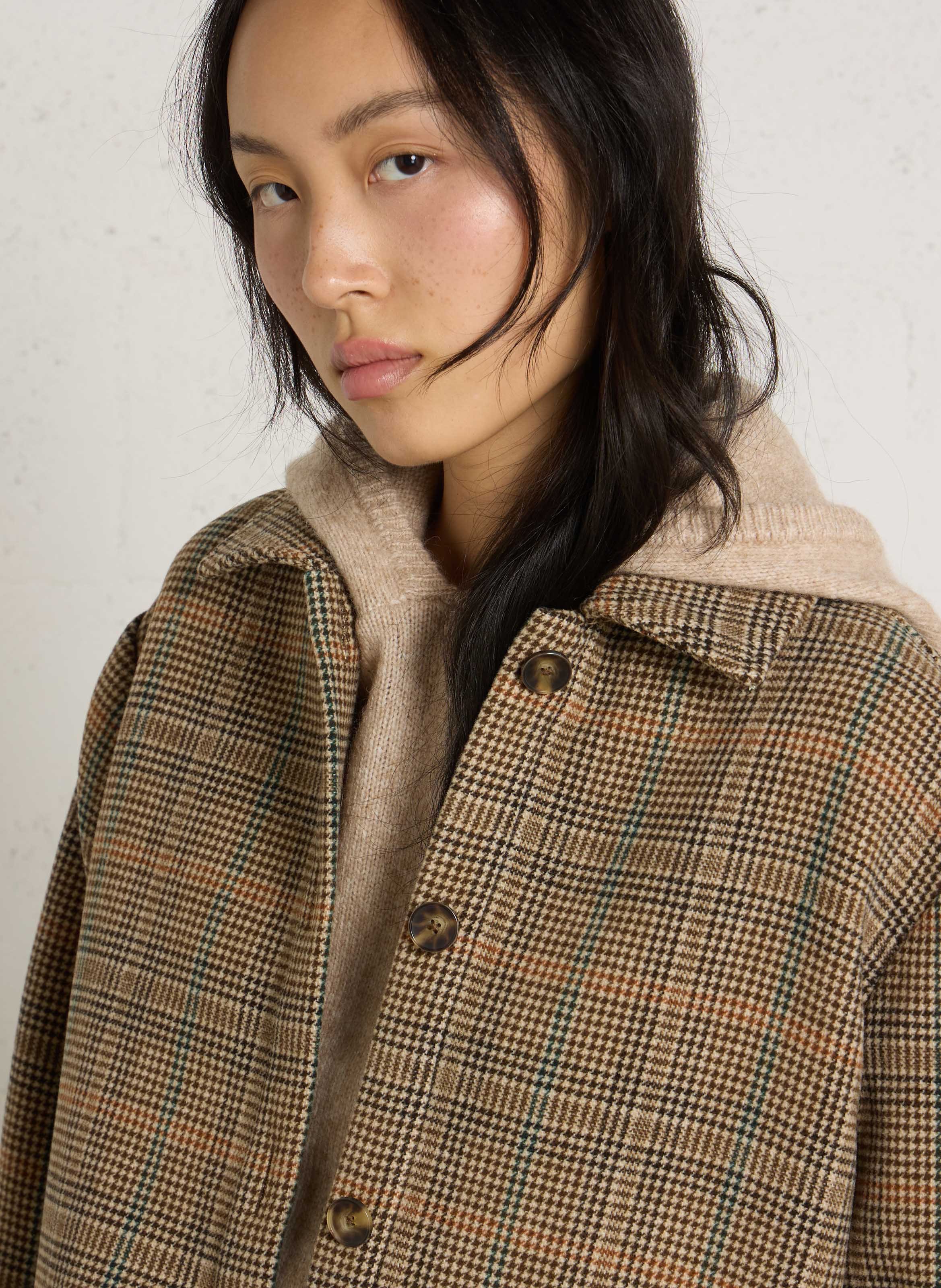 Oversized checked coat SUD EXPRESS Brown