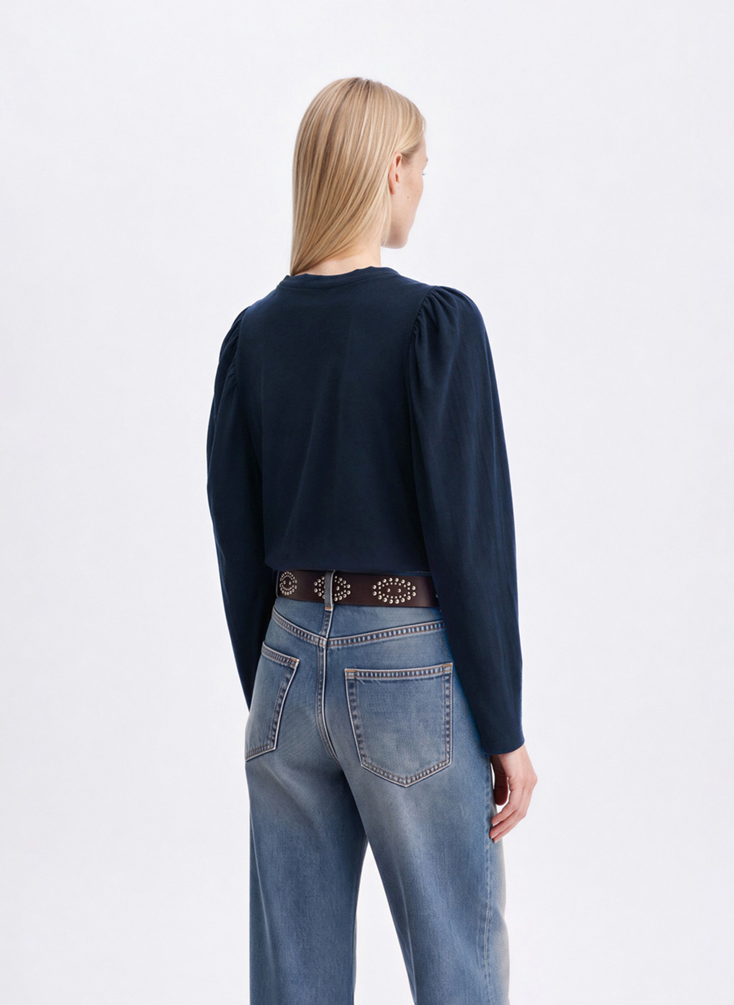 Straight cotton round-neck T-shirt VANESSA BRUNO Blue