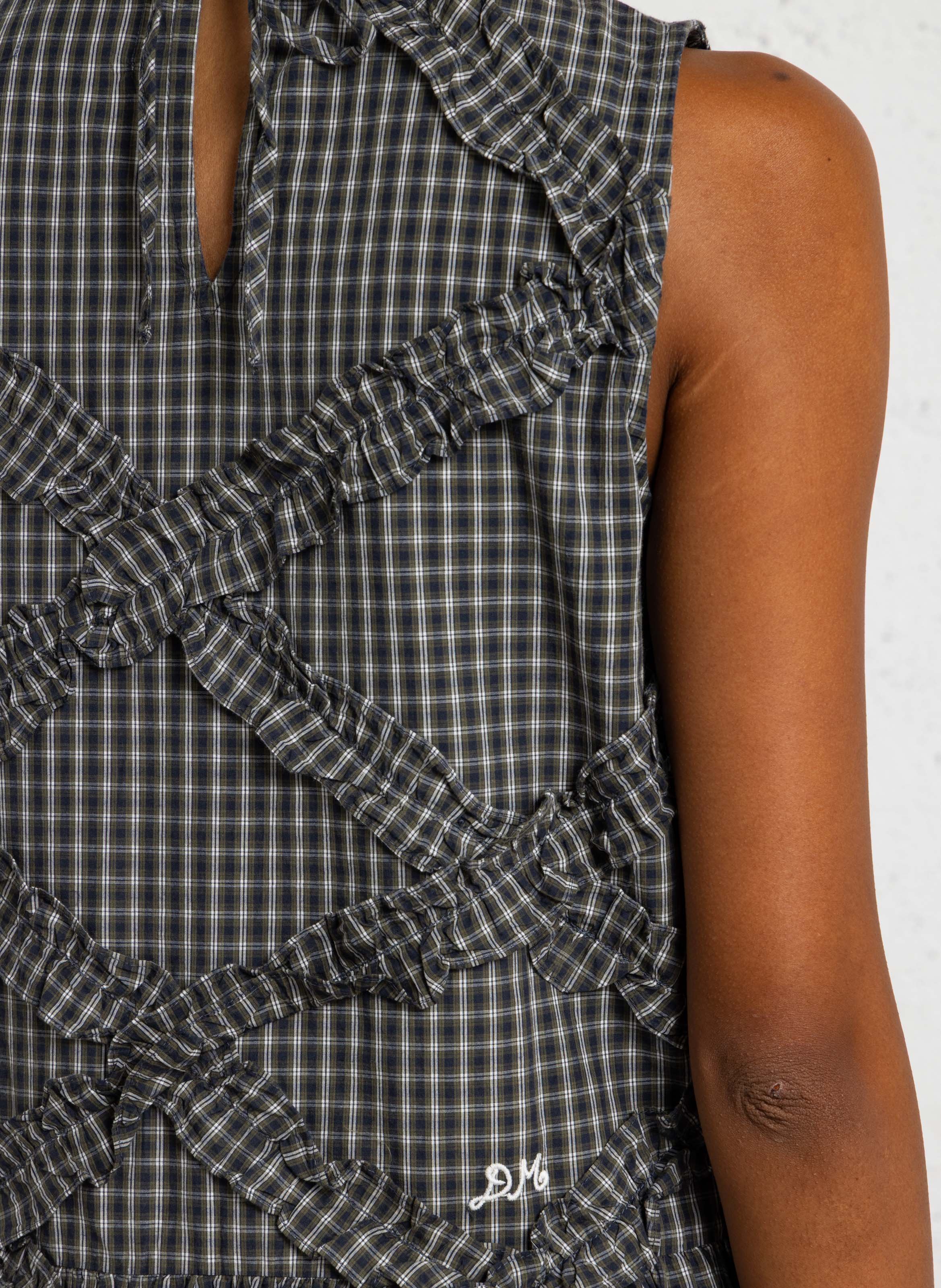 Loose-Fitting Sleeveless Checked Maxi Dress DAMSON MADDER Blue