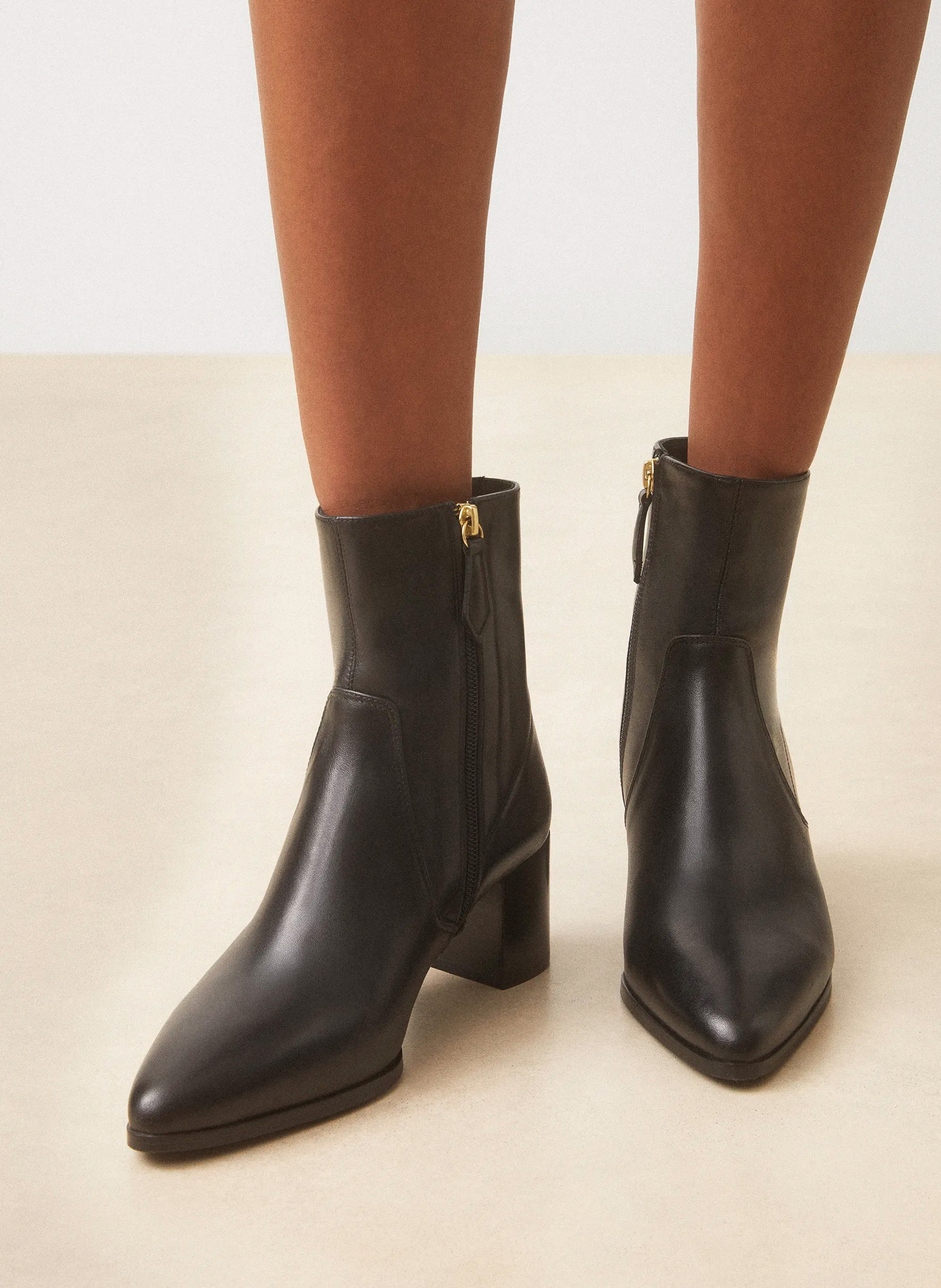 Bottines à talons en cuir RIVECOUR Noir