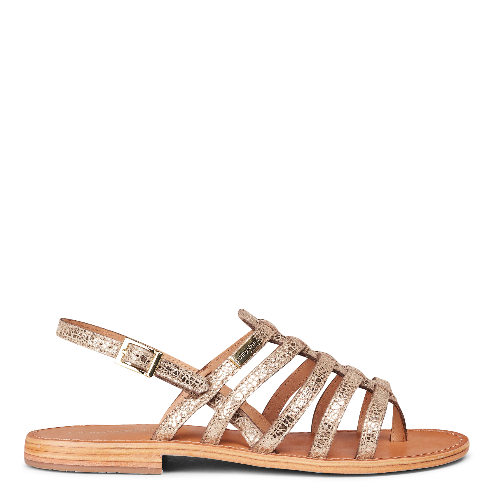 Sandalias planas de piel metalizada LES TROPEZIENNES PAR M.BELARBI Dorado