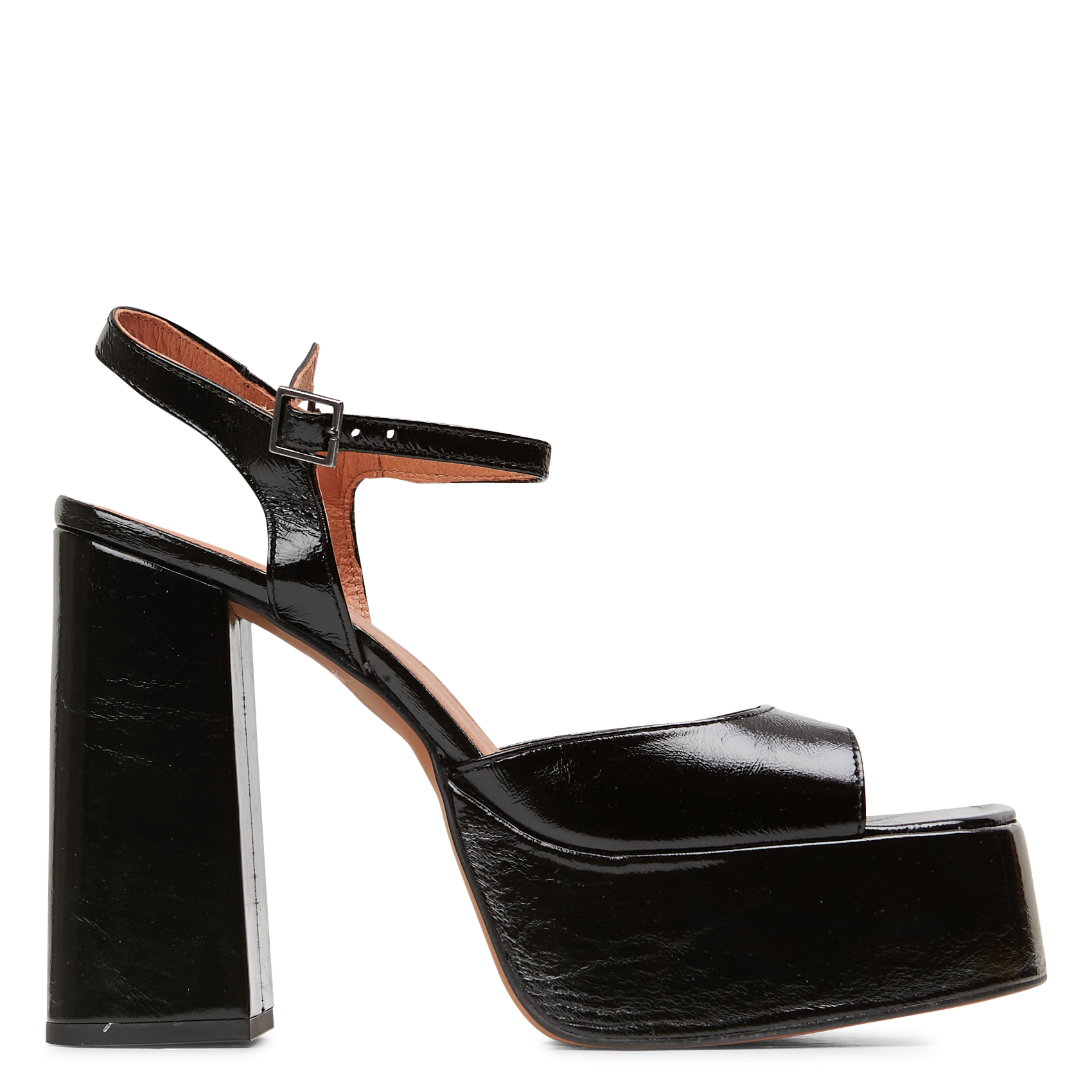 Hoge, lakleren sandalen ZwartJONAK