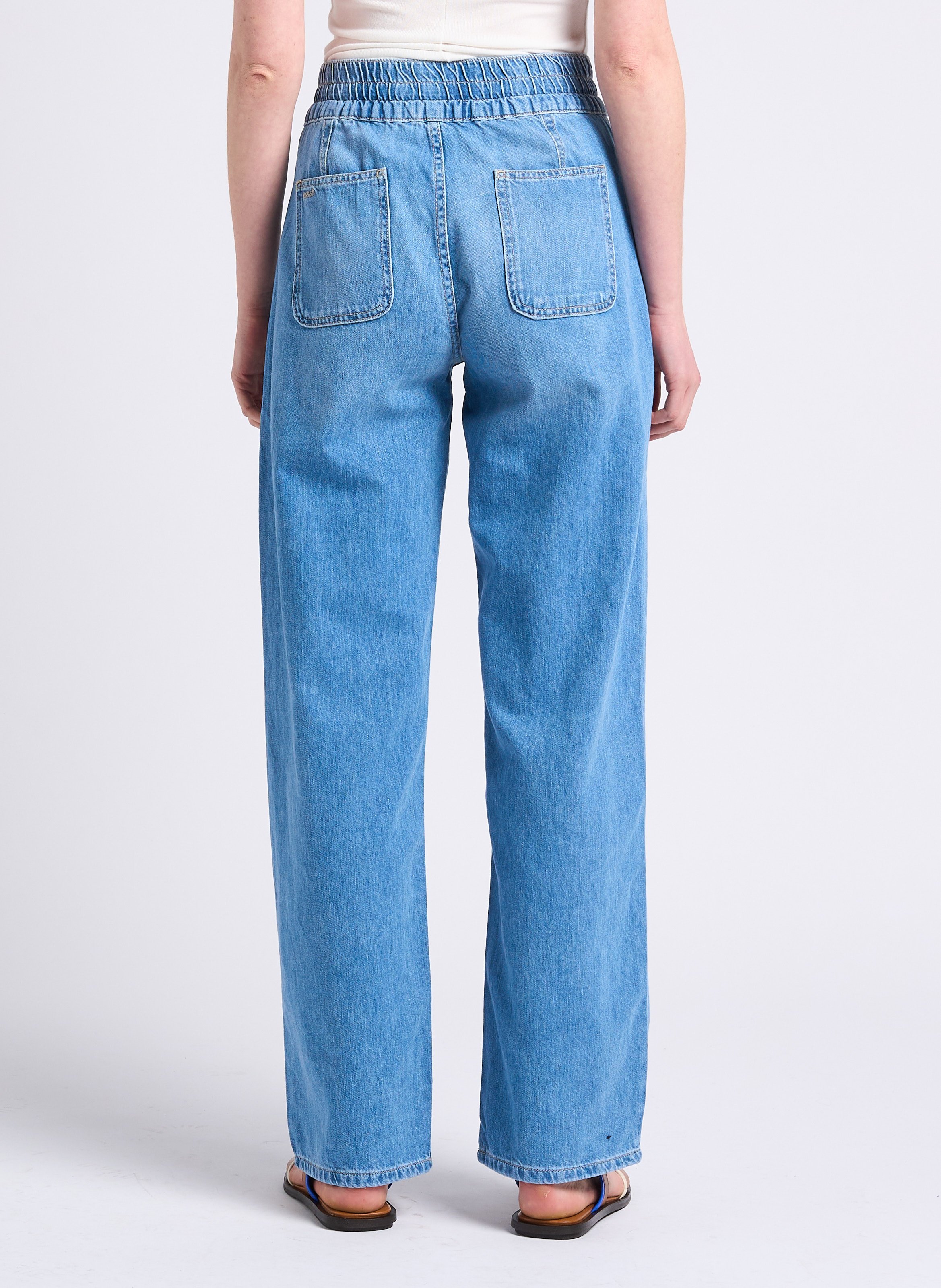 High-waisted wide-leg cotton pants BA&SH Blue