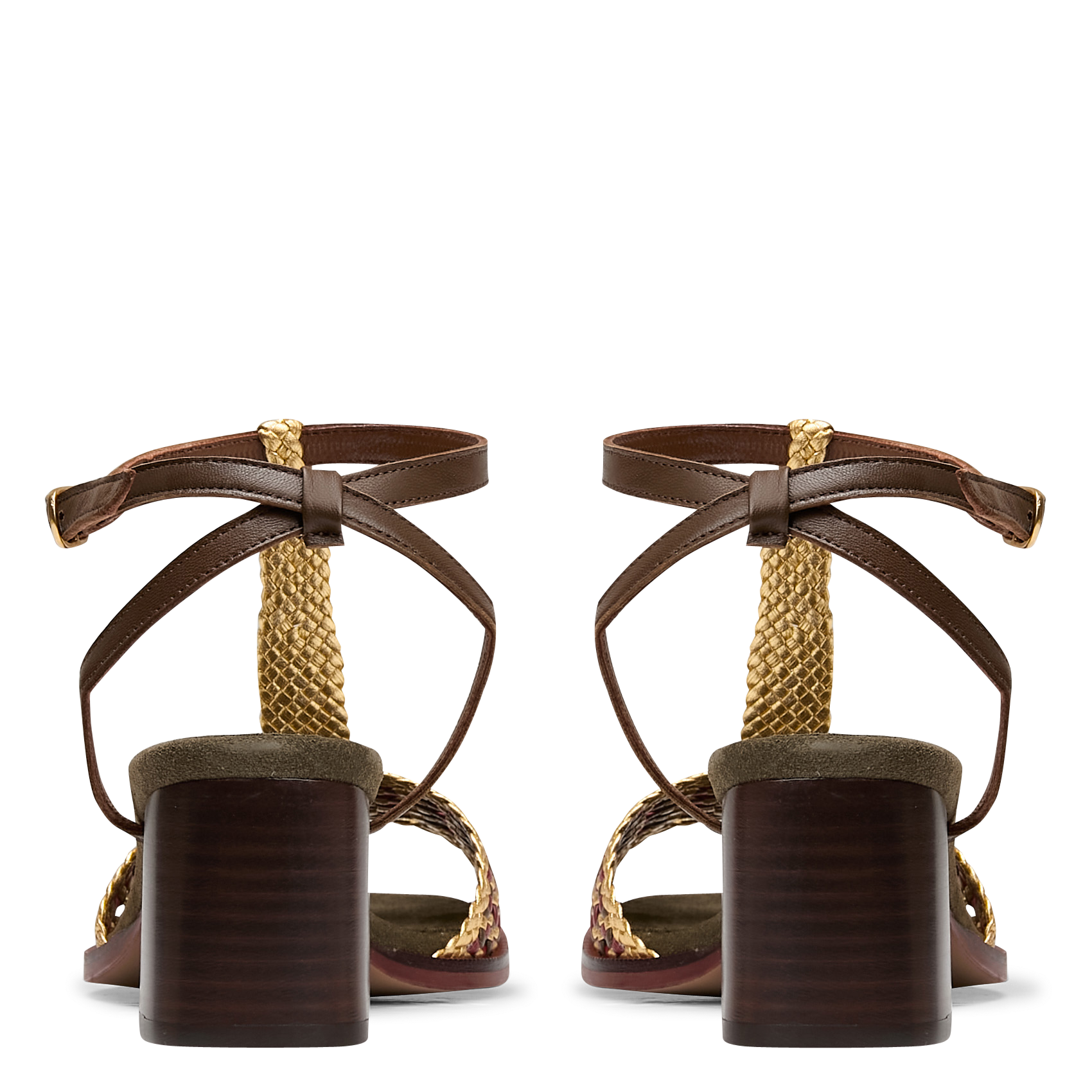 Gevlochten, leren sandalen met hak ANONYMOUS COPENHAGEN Veelkleurig